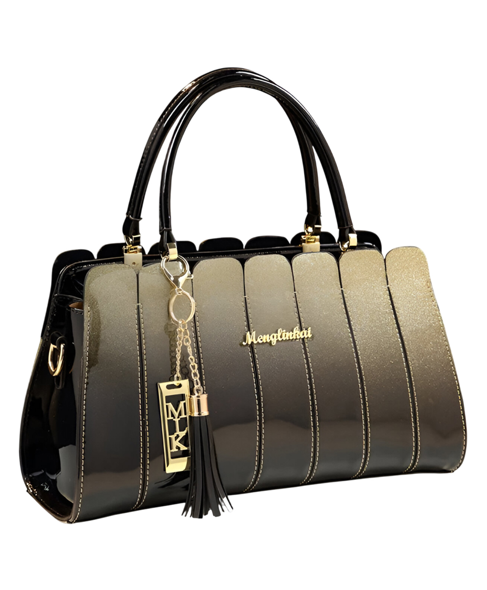 SYGA Elegant Color Contrast Tote Bag Horizontal Square Medium-Soft Handbag with Design for Everyday Use(Champagne Gold)-image-38
