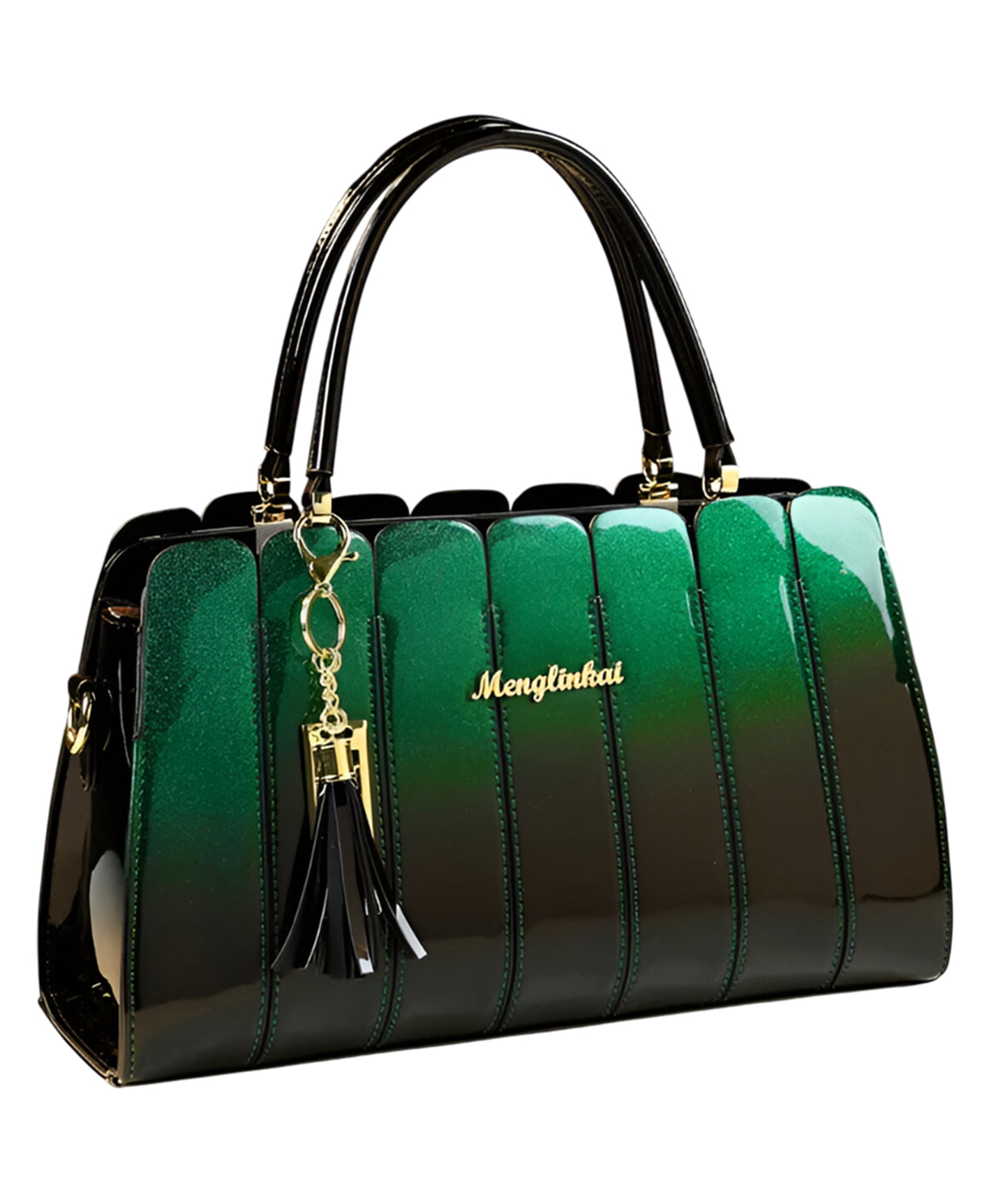 SYGA Elegant Color Contrast Tote Bag Horizontal Square Medium-Soft Handbag with Design for Everyday Use(Dark Green)-image-4