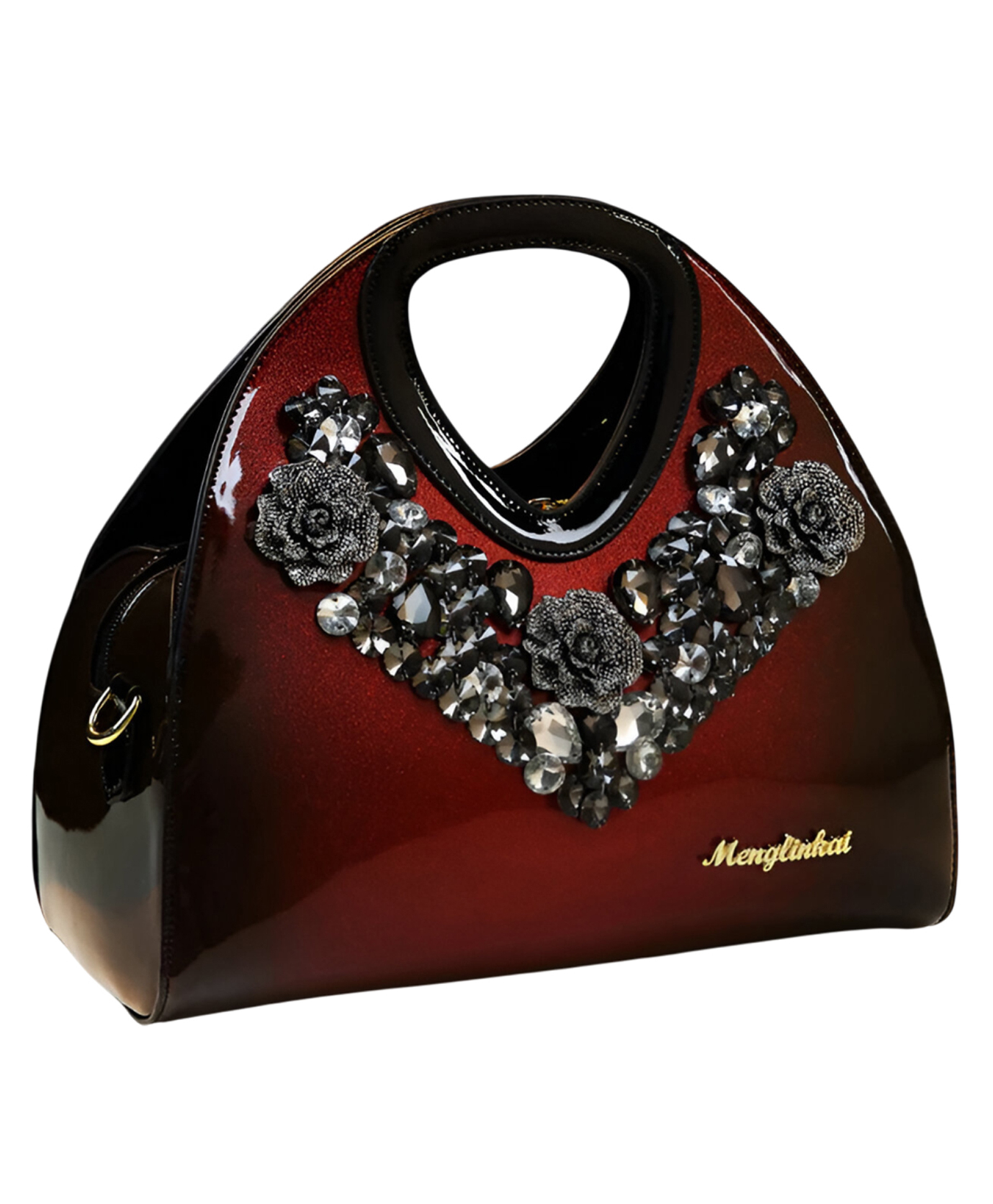 SYGA Women's Gradient Dumpling Bag Soft Diamond-Embellished Handbag with Zipper Closure Elegant Daily Shoulder Purse(Burgundy)