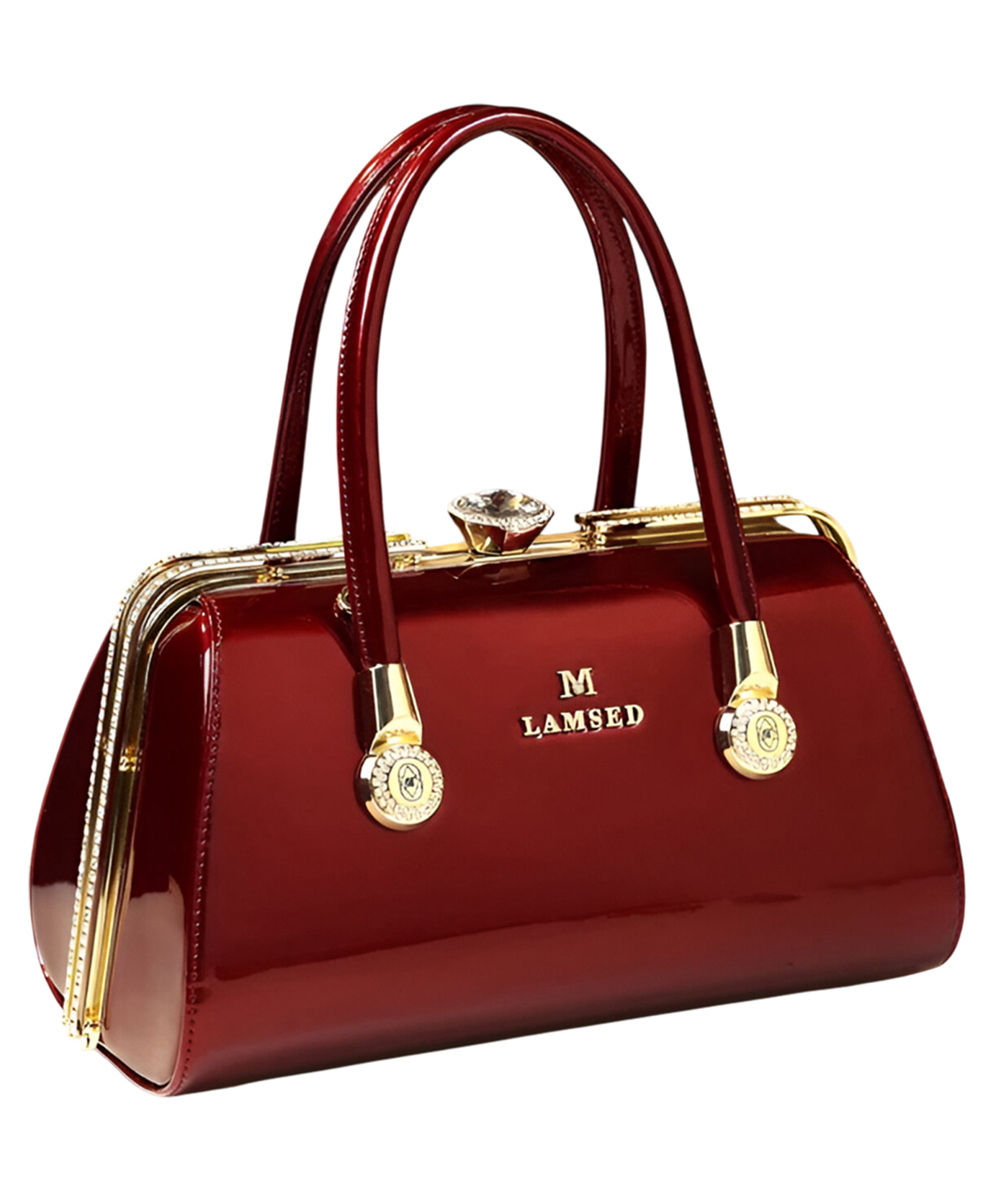 SYGA Women's Elegant Handbag, Shoulder & Crossbody Bag with Rhinestone Lock(Wine Red)-image-17