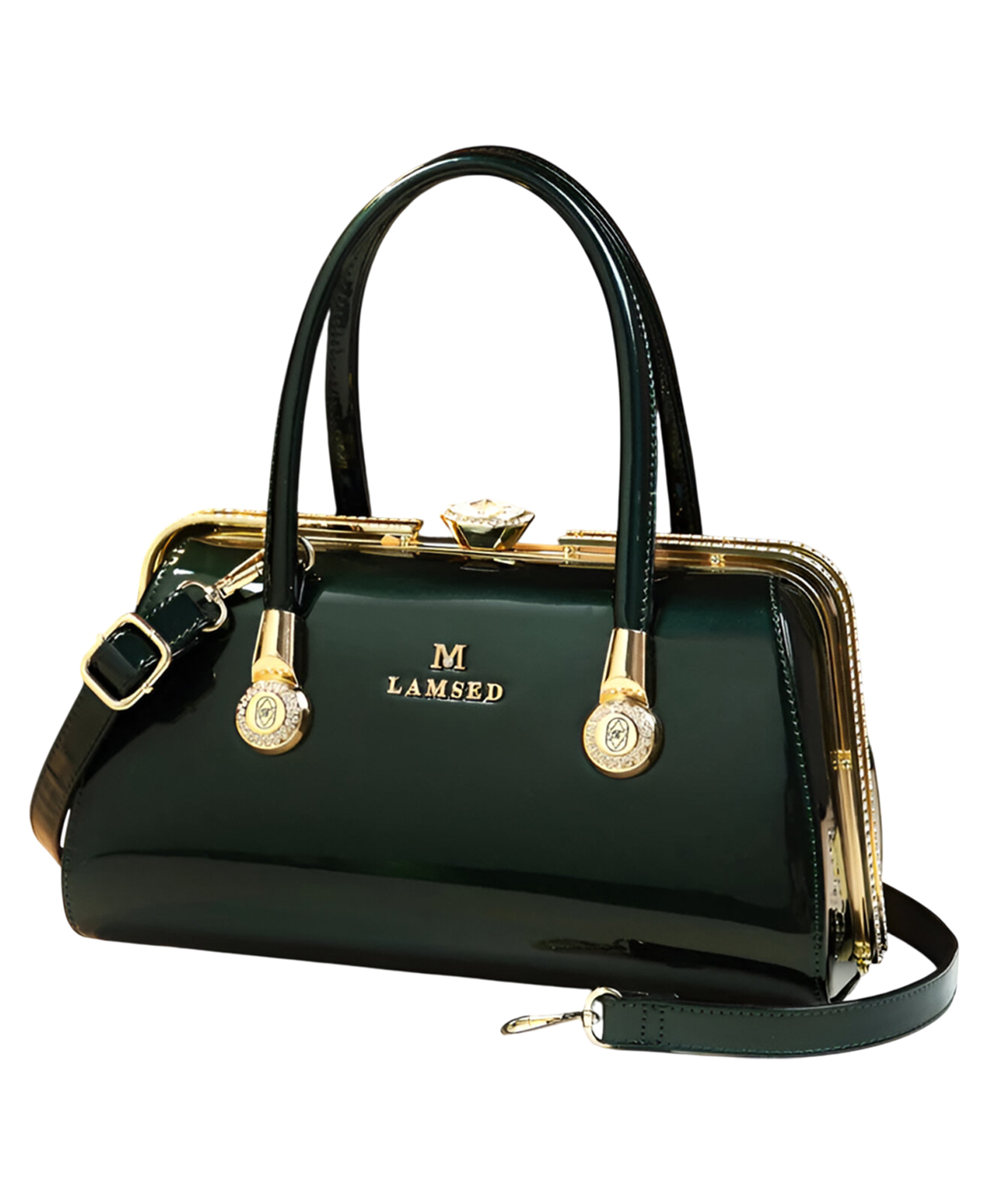 SYGA Women's Elegant Handbag, Shoulder & Crossbody Bag with Rhinestone Lock(Green)-picture-32