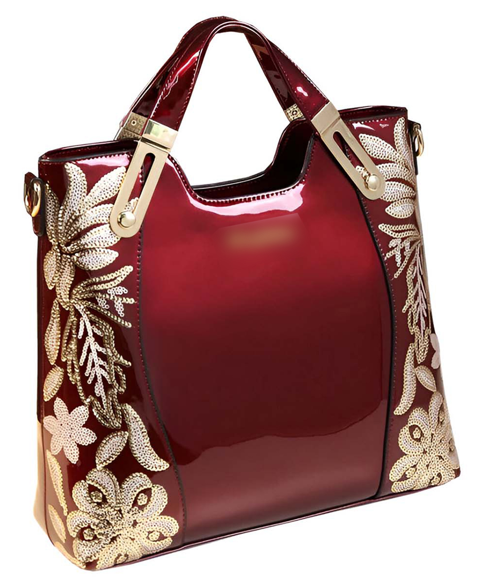 SYGA Women's Elegant Polyester Tote Bag Beaded Vertical Square Shoulder Handbag with Zipper Closure (Wine Red)-image-43