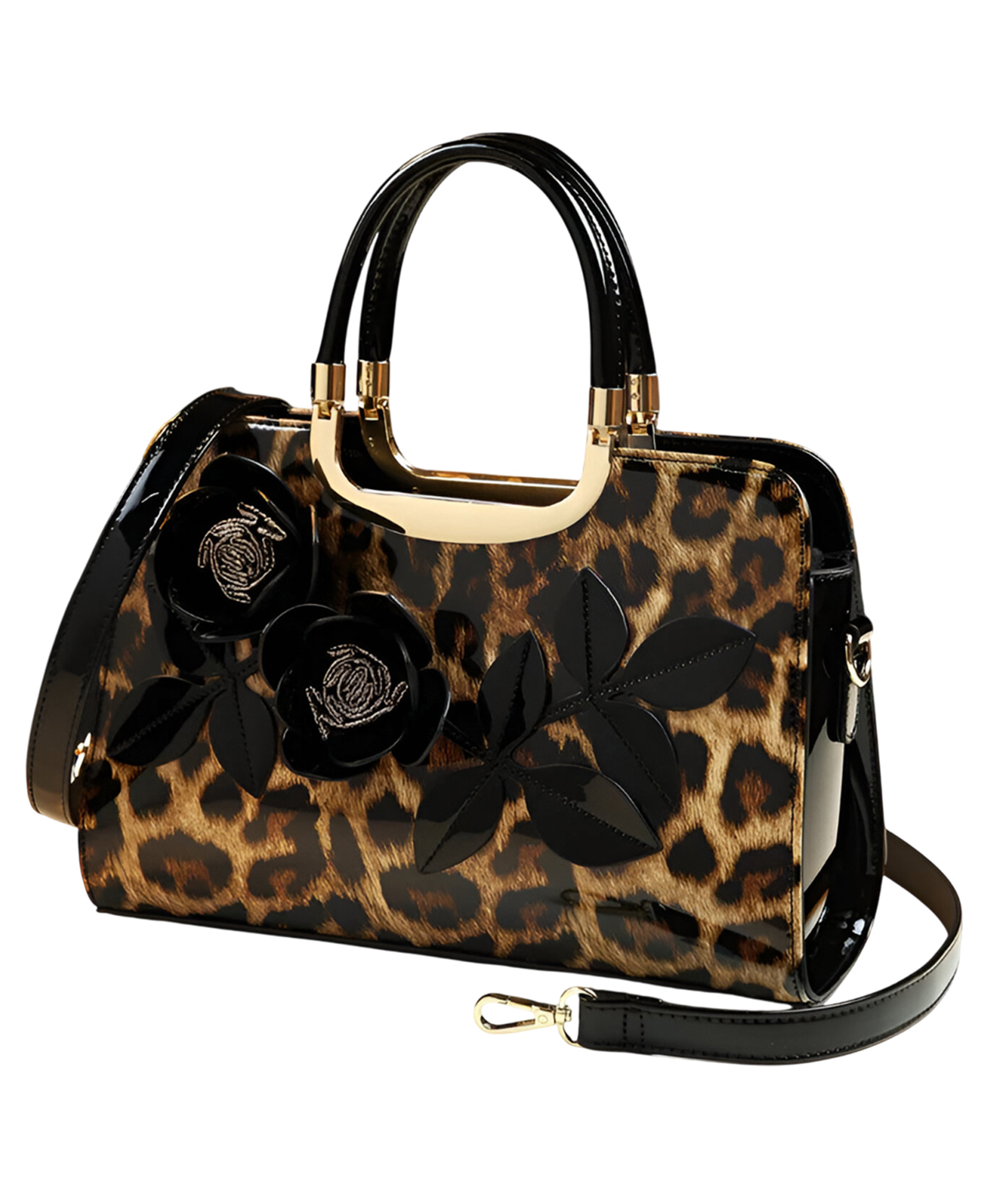SYGA Women Elegant Floral Embossed Tote Bag Horizontal Square Design with Zipper Closure For Daily Use(Leopard Print)-image-47