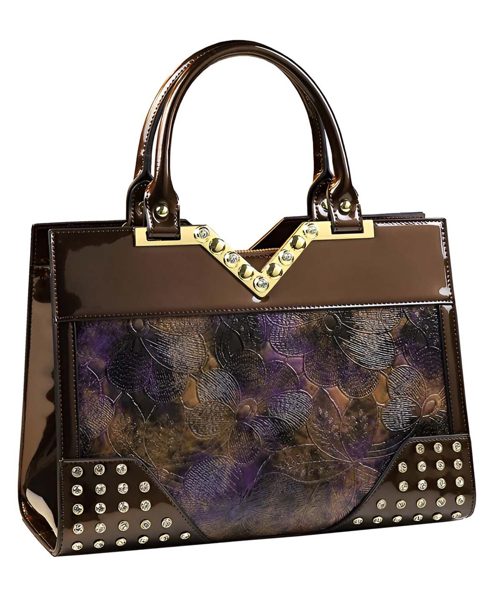 SYGA Women Elegant Coffee Purple Tote Bag Rivet Design, Business Commute Style(Coffee Purple)-image-48