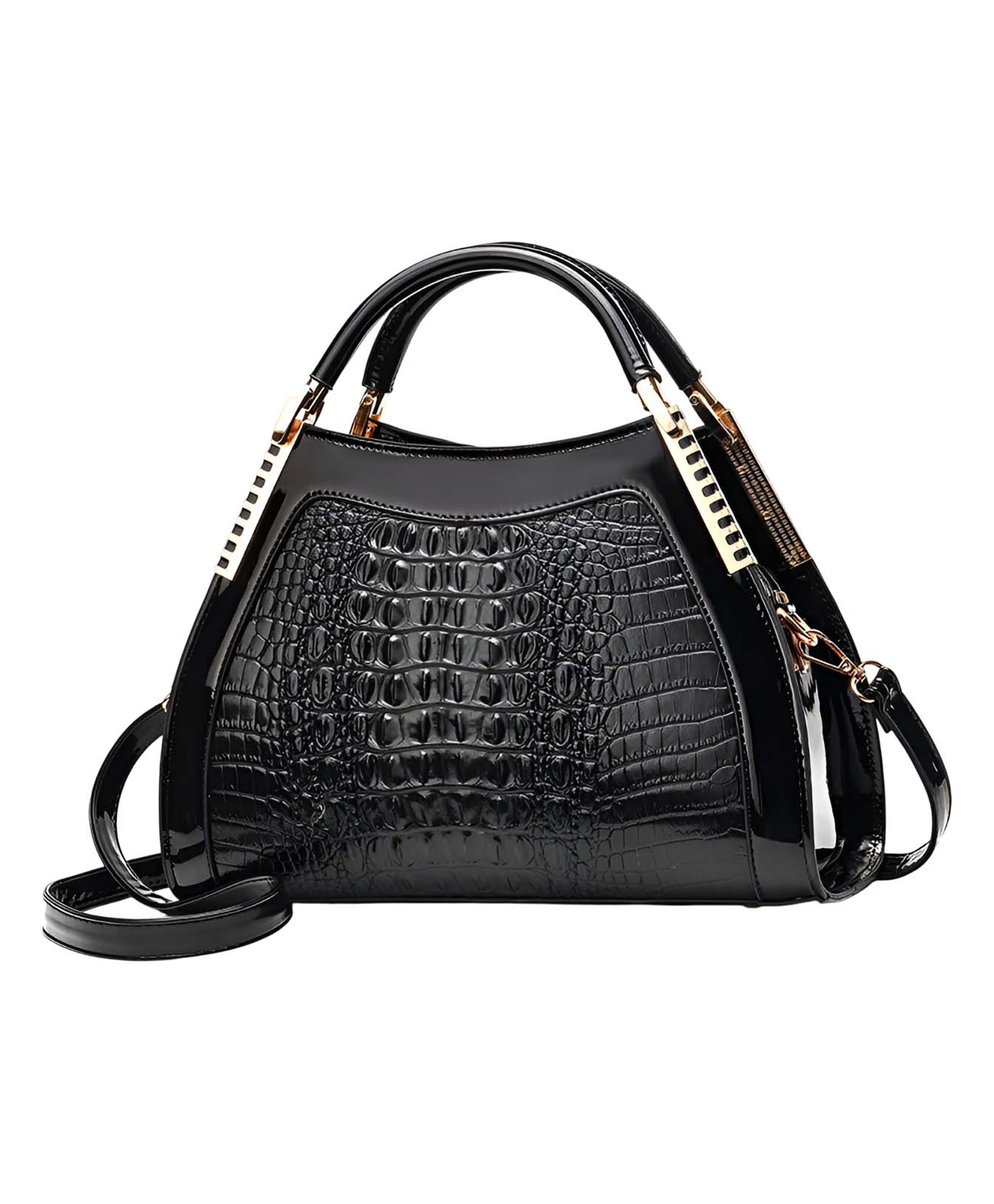 SYGA Women Shell Handbag Elegant Purse with Contrast Detail & Shoulder Strap(Black)-picture-11