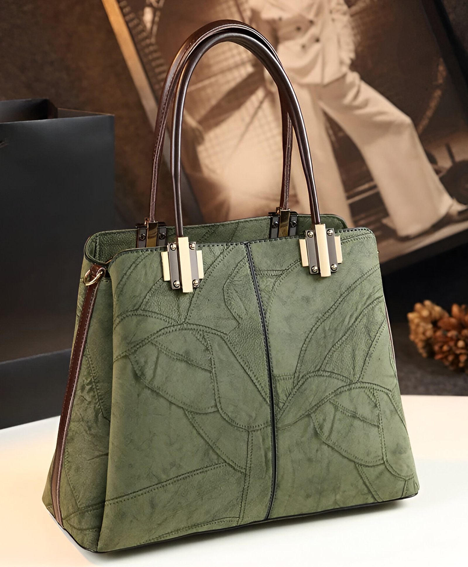 SYGA Women Elegant Embossed Shell Handbag Stylish Shoulder Purse for Everyday Chic(Green)-picture-15