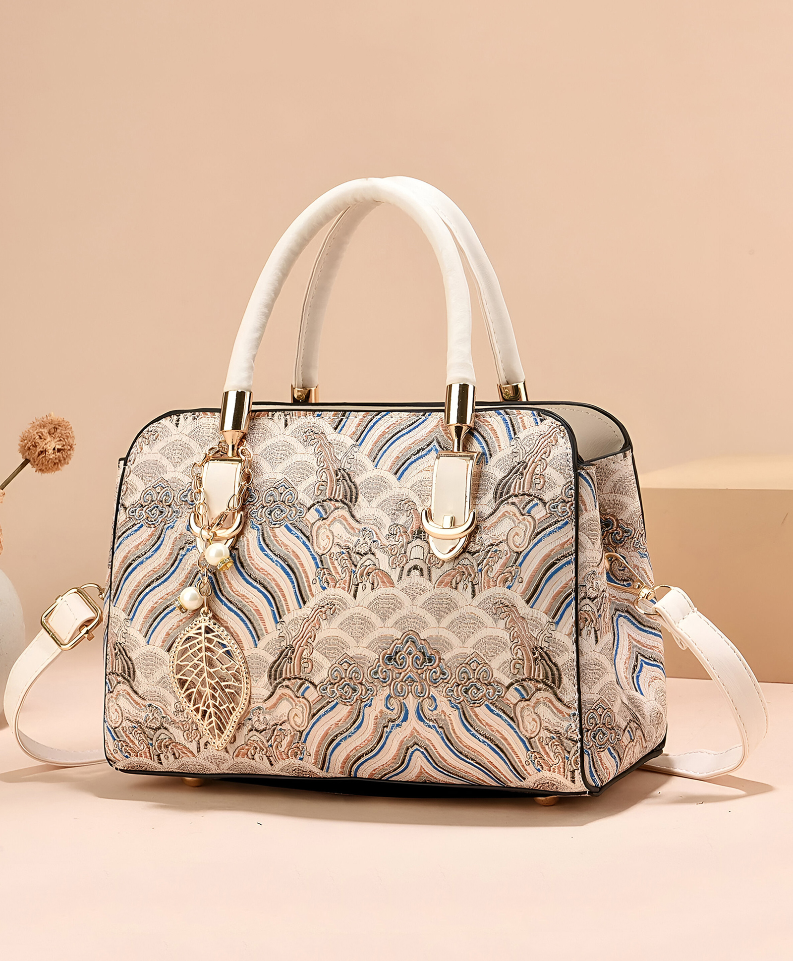 SYGA Women Stylish Tote Bag with Contrasting Colors Medium Capacity Daily Shoulder Handbag(White)-image-31