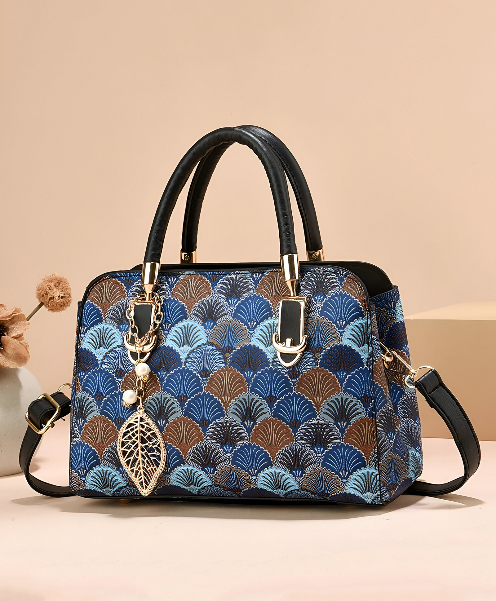 SYGA Women Stylish Tote Bag with Contrasting Colors Medium Capacity Daily Shoulder Handbag(Blue)-image-2