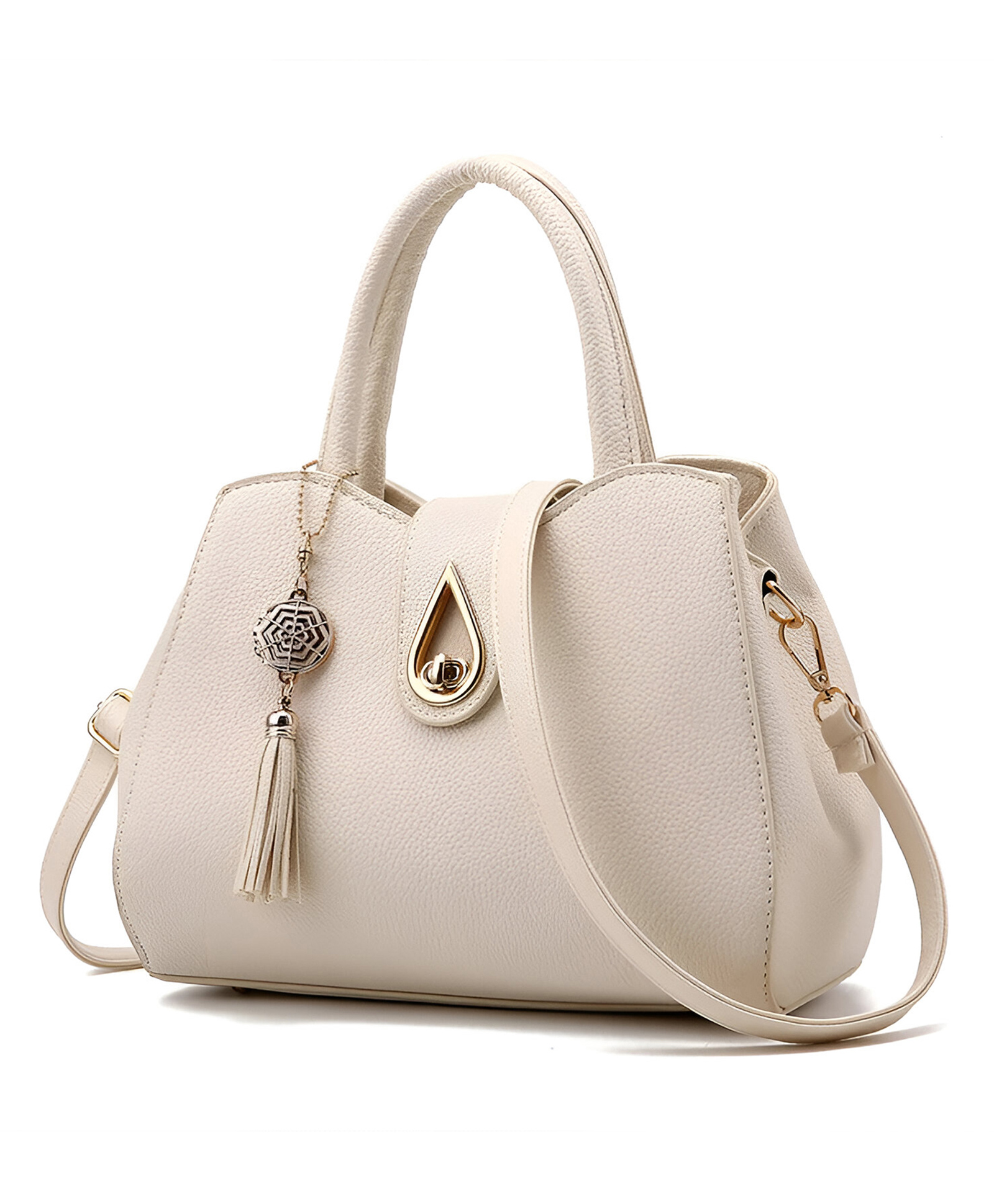 SYGA Women's Elegant Handbag Stylish Crossbody Shoulder Bag with Tassel Charm(White)-image-9