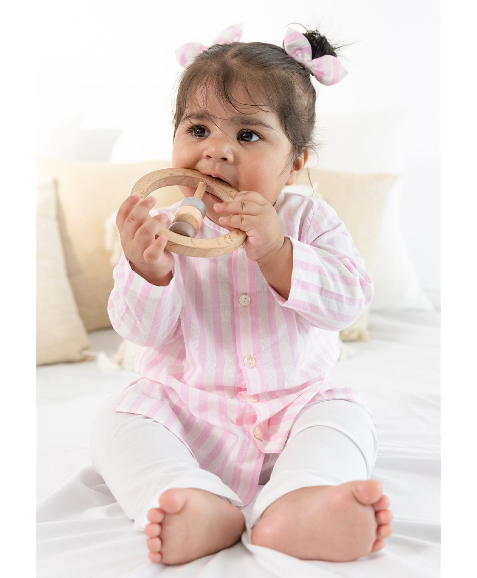 Tiber Taber 100% Cotton Woven Full Sleeves Striped Kurta & Pyjamas Set - Pink-picture-2