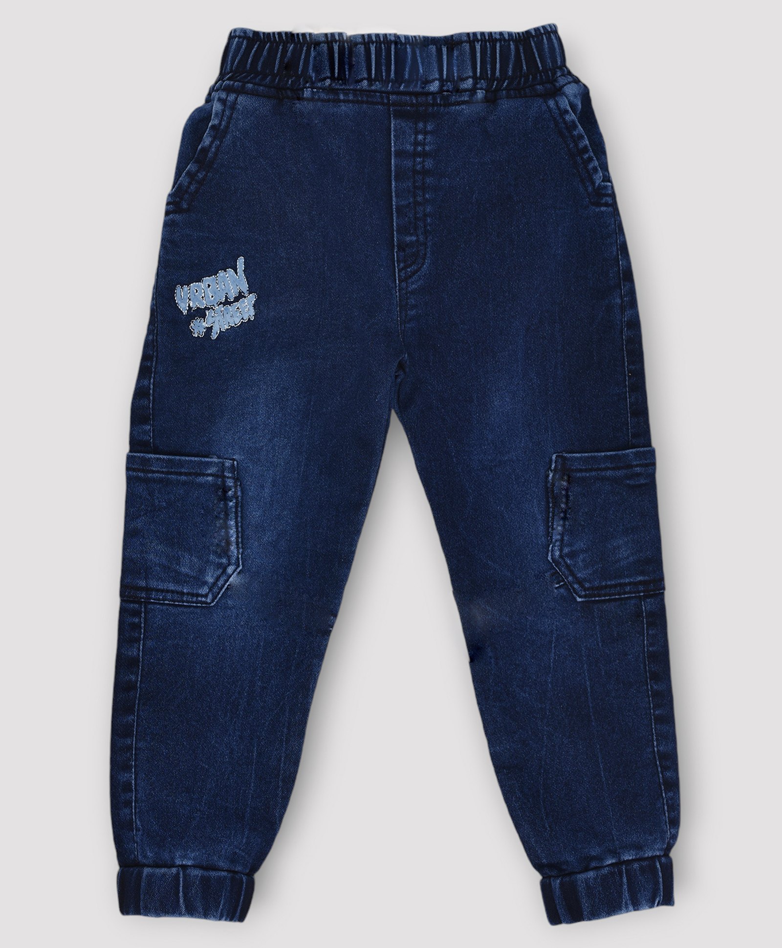 hrit Kiwi Denim Knit Full Sleeves Urban Street Text Printed Washed Jeans - Blue-picture-21