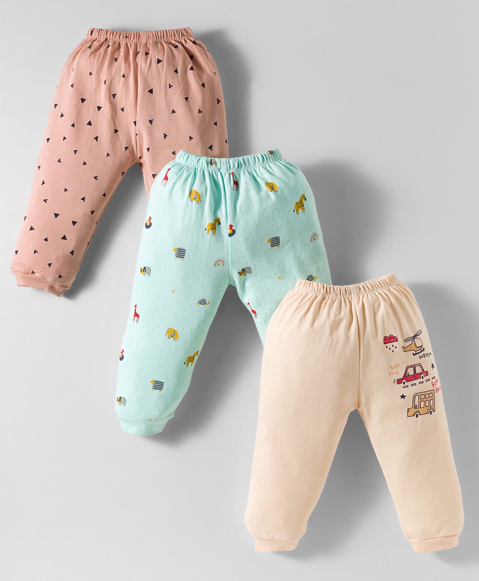 Mini Donuts Interlock Knit Full Length Lounge Pant With Animal Print Pack Of 3 - Sea Green Tan & Coral-image-22