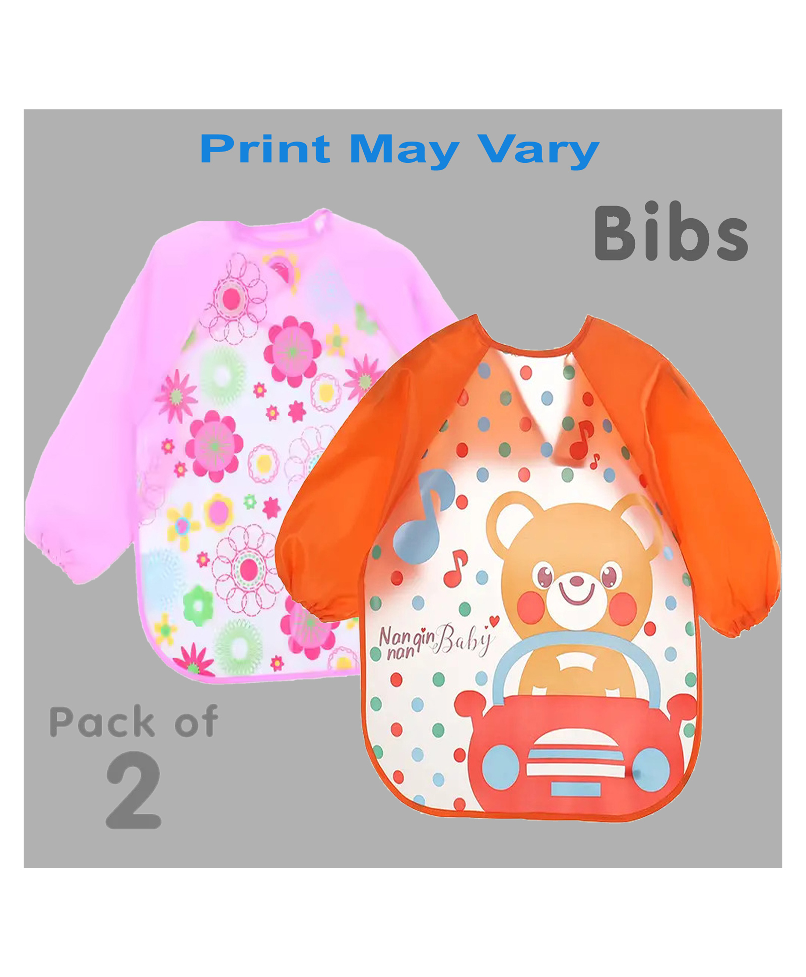 Sparkle Joy Full Sleeves Washable PVC Waterproof Bibs/Apron Pack Of 2 - (Print May Vary)-image-39