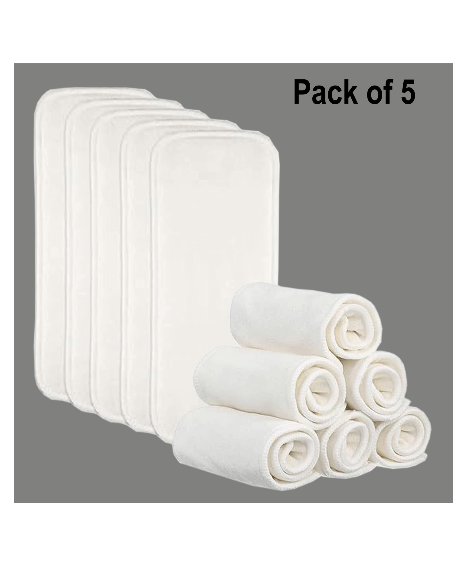 Sparkle Joy Pack of 5 Baby Adjustable Reusable Microfiber Bamboo Soaker Wet-Free Insert Pads For Cloth Diapers Nappies Quick Dry-(0-24 Months)