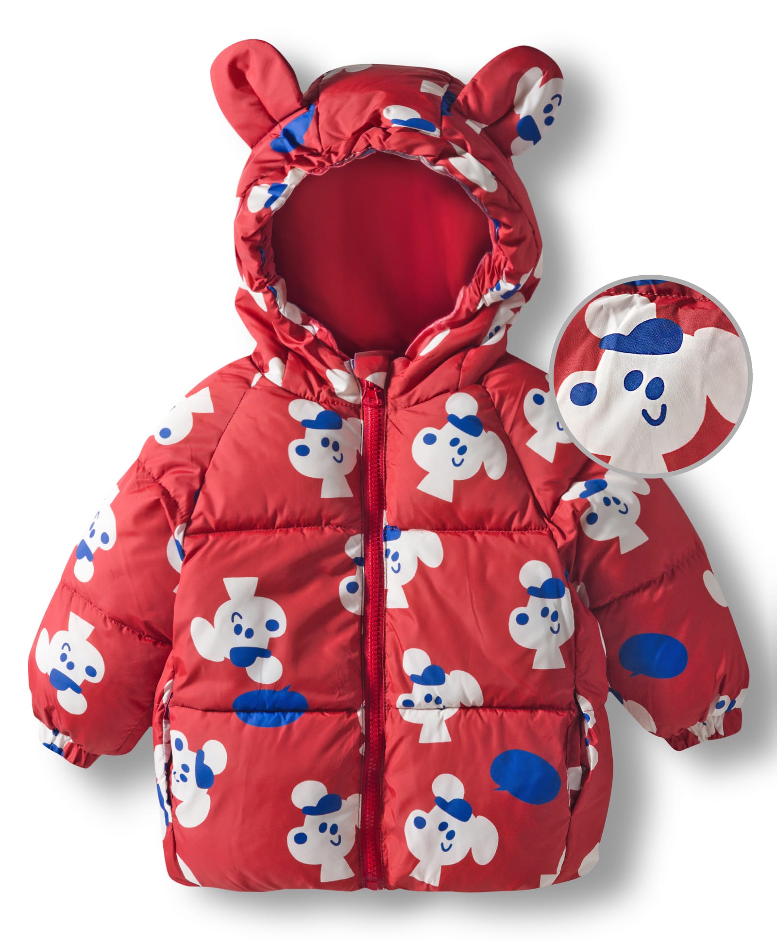 Mark & Mia Full Sleeves Hooded Padded Jacket With Dog Print - Red-image-35