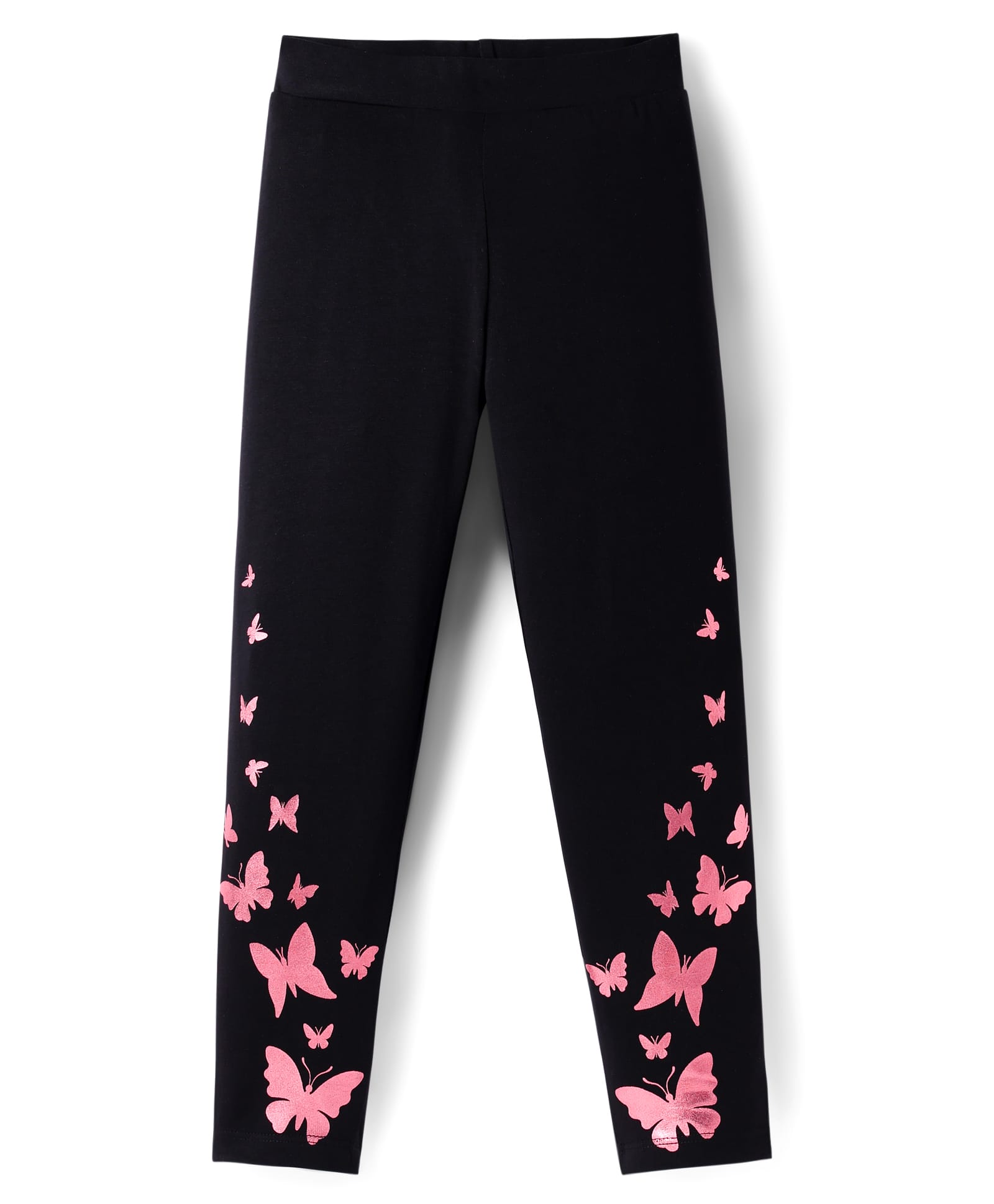Pine Kids Cotton Knit Full Length Leggings With Butterfly Print - Black-picture-37