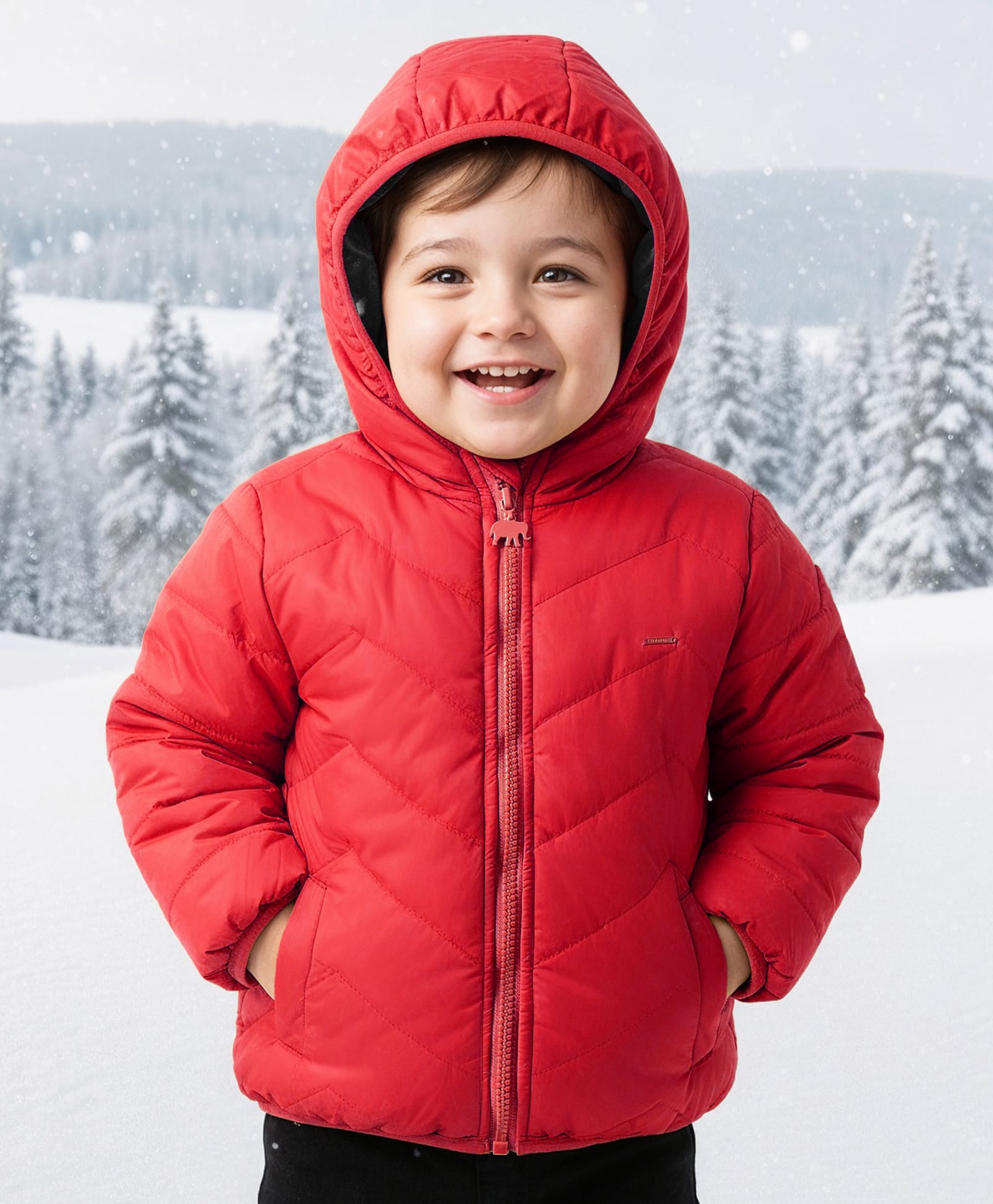 Babyoye Woven Full Sleeves Solid Padded Hooded Jacket - Red-picture-22