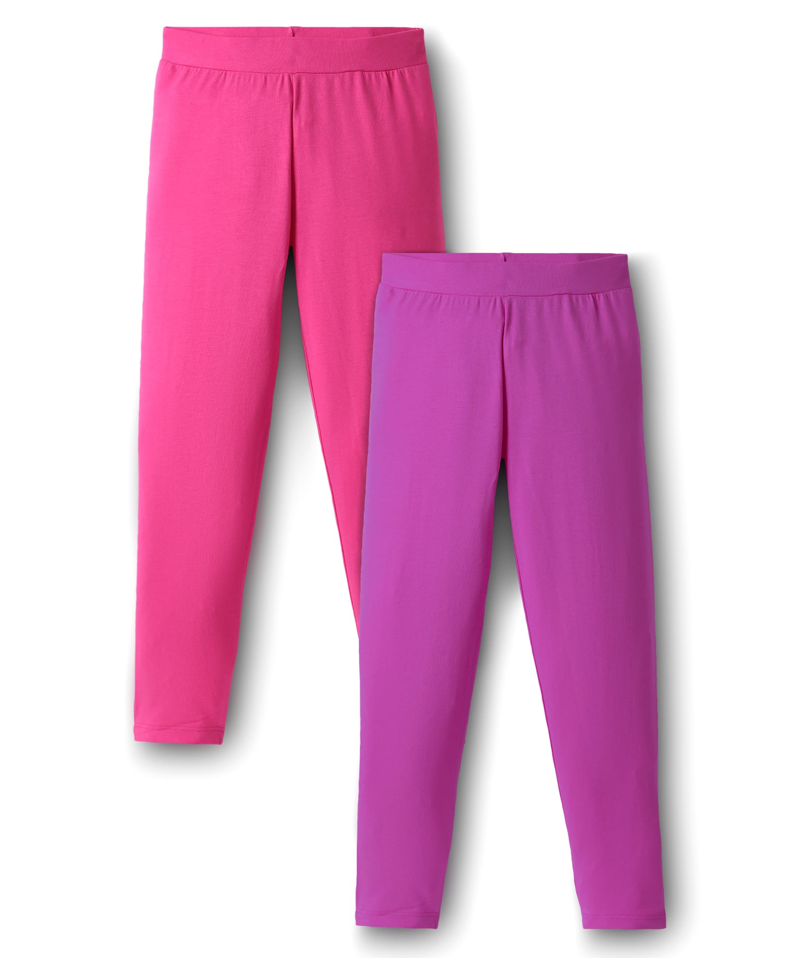 Pine Kids Cotton Knit Full Length Solid Colour Leggings Pack Of 2 - Pink & Purple-picture-35