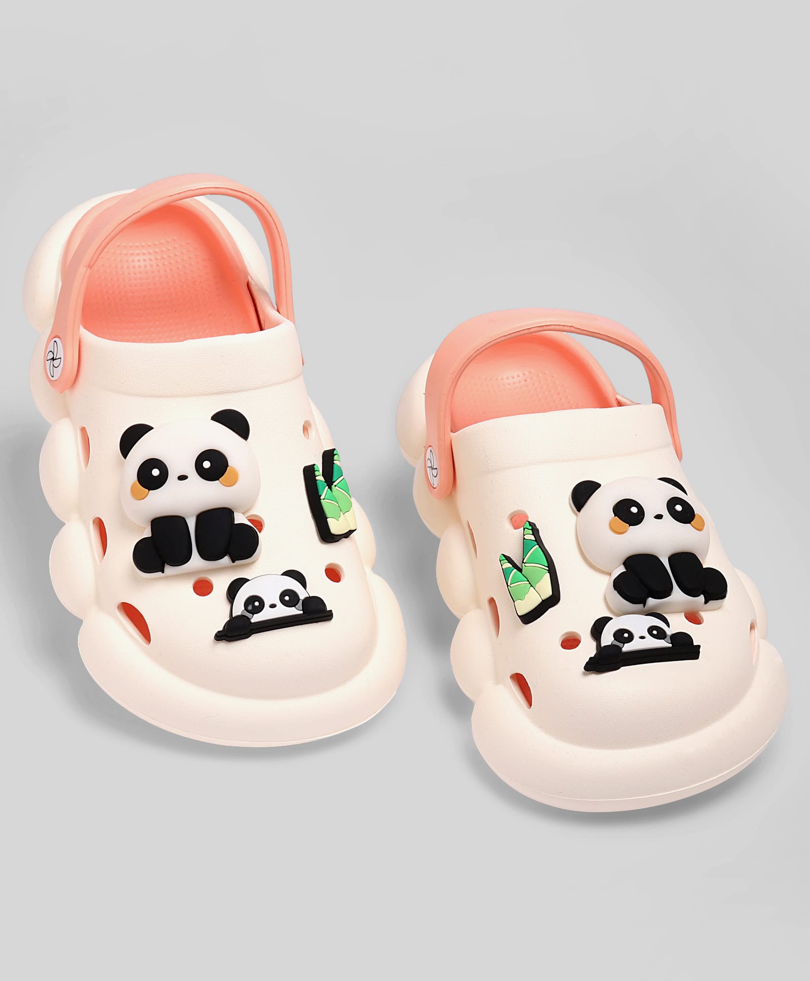 KIDLINGSS Baby Panda Applique Detailed Perforated Clogs - White & Light Pink-picture-25