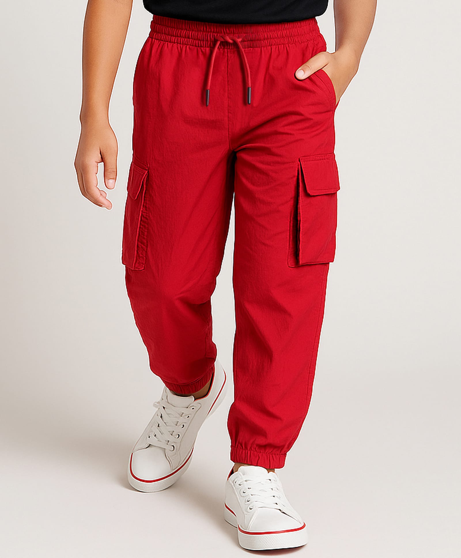 Pine Active Woven Full Length Ultra Light Crush Solid Cargo Pant - Red-picture-34