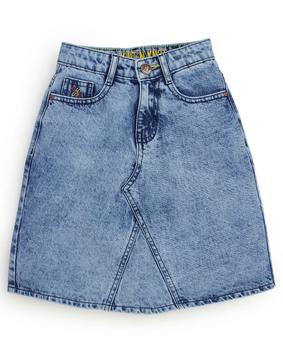 Knit N Knot Denim Woven Washed Skirt - Blue-picture-45