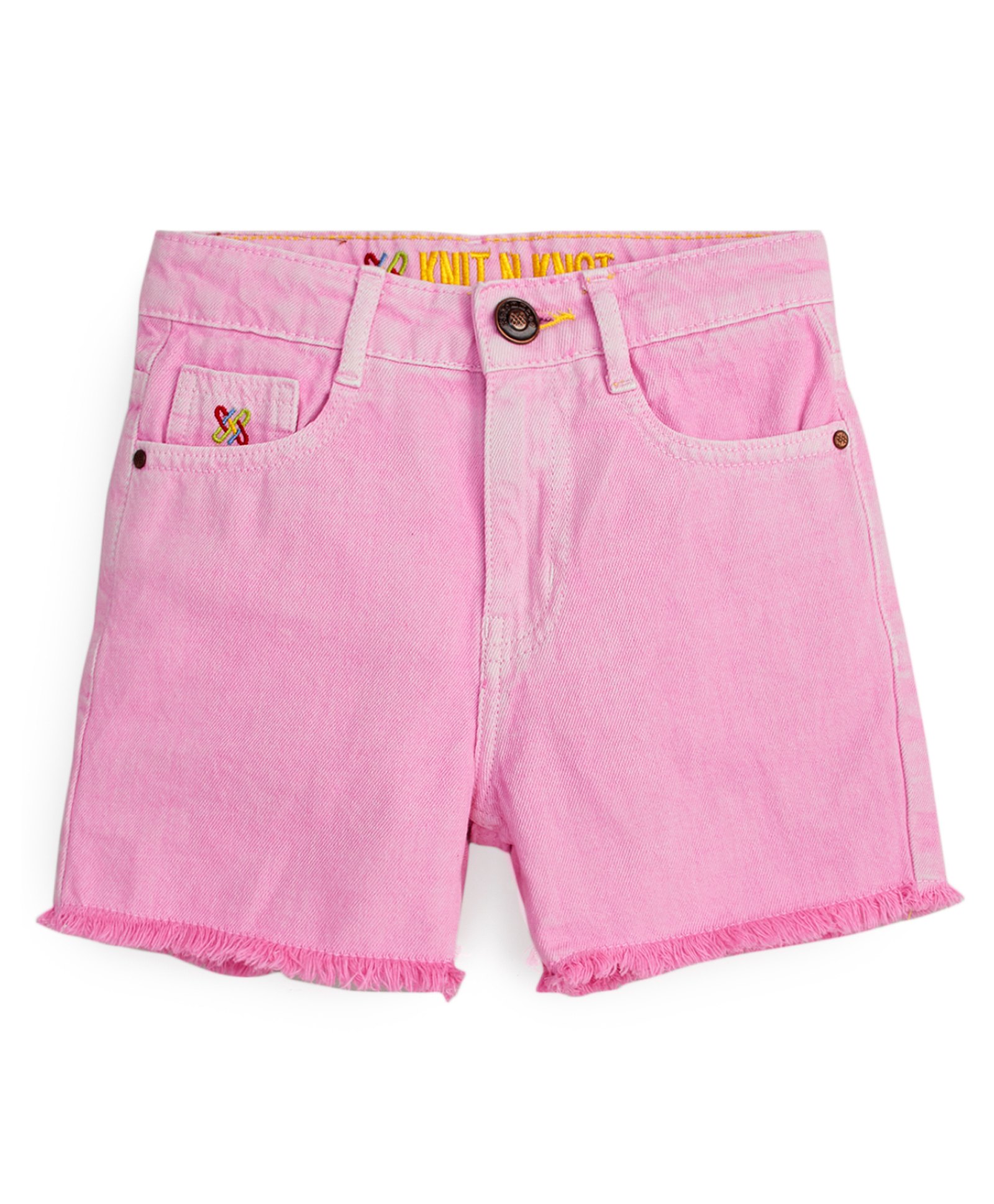 Knit N Knot Denim Woven Frayed Shorts - Pink-picture-15