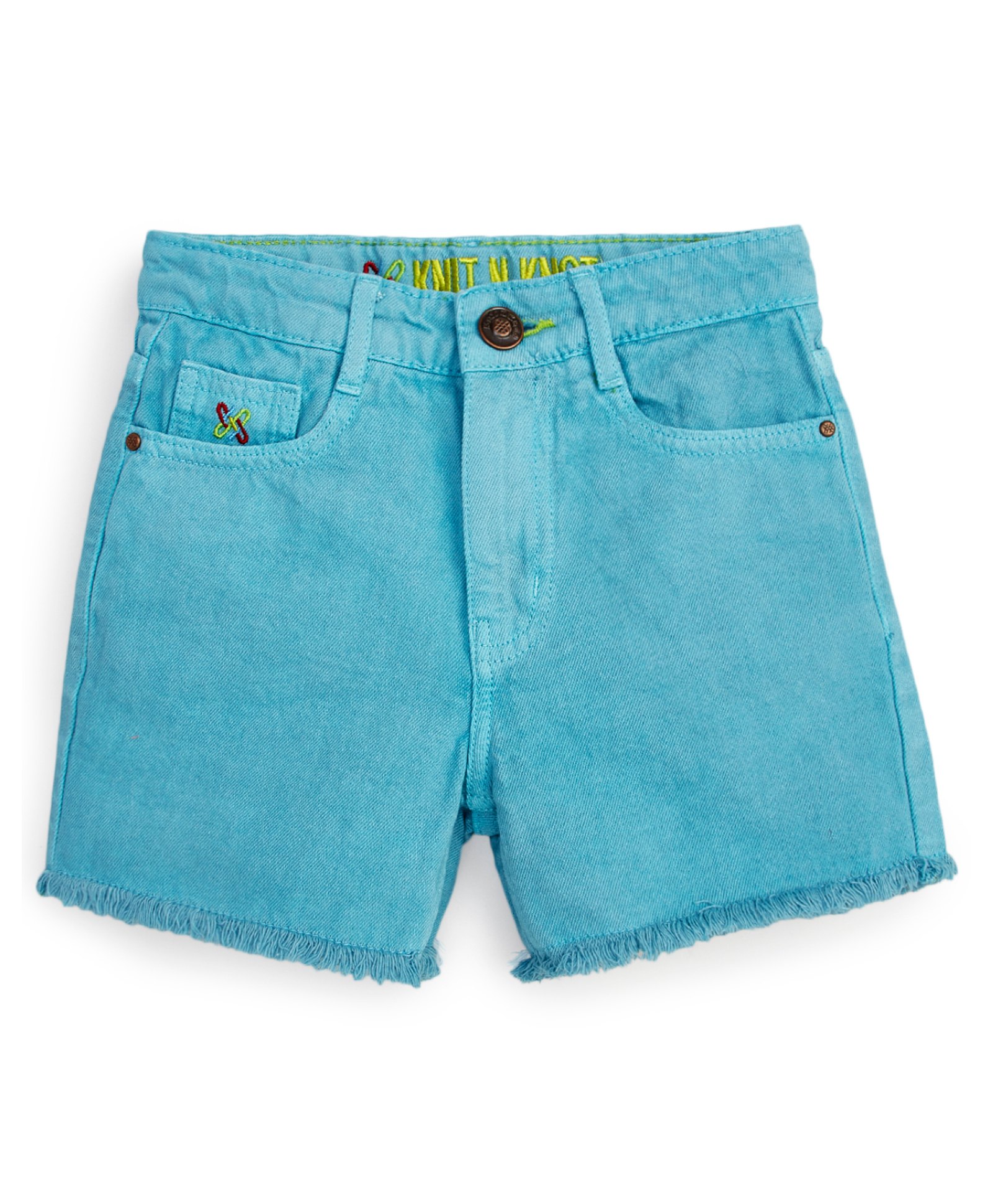 Knit N Knot Denim Woven Frayed Shorts - Turquoise-picture-25