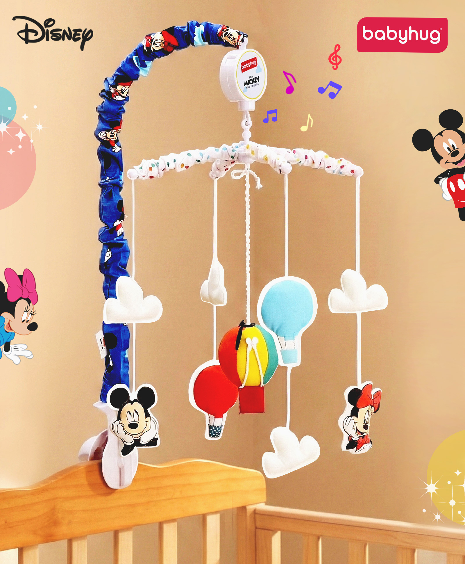 Babyhug Disney Mickey Musical Cot Mobile for Newborn & Toddlers| Crib Décor Toy| Rotating Figures & Gentle Music| Motor Skills & Visual Tracking| Stimulates Hearing| Baby Shower Gift | BIS Certified-picture-26
