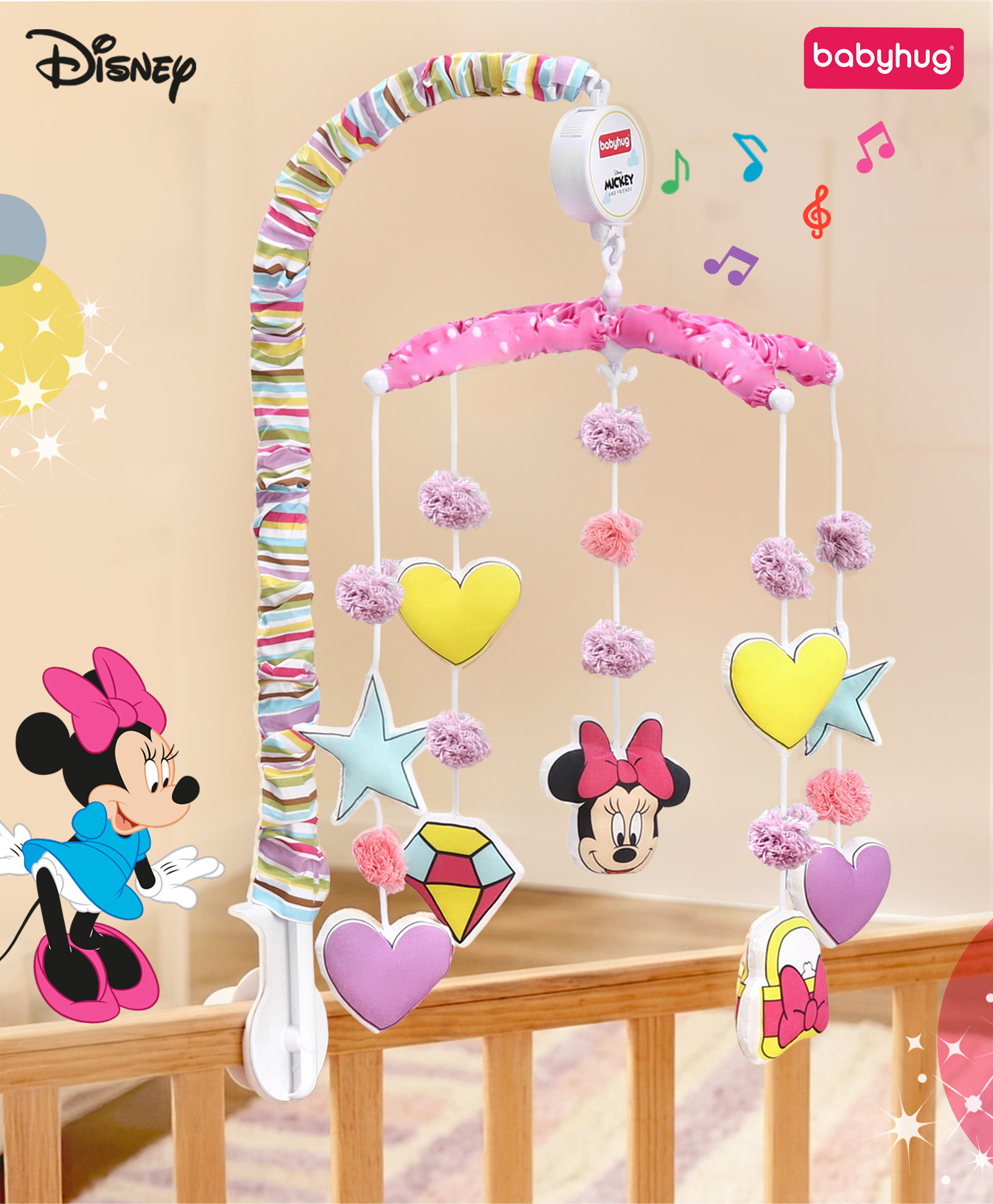 Babyhug Disney Minnie Musical Cot Mobile for Newborn & Toddlers| Crib Décor Toy| Rotating Figures & Gentle Music| Motor Skills & Visual Tracking| Stimulates Hearing| Baby Shower Gift | BIS Certified-picture-45
