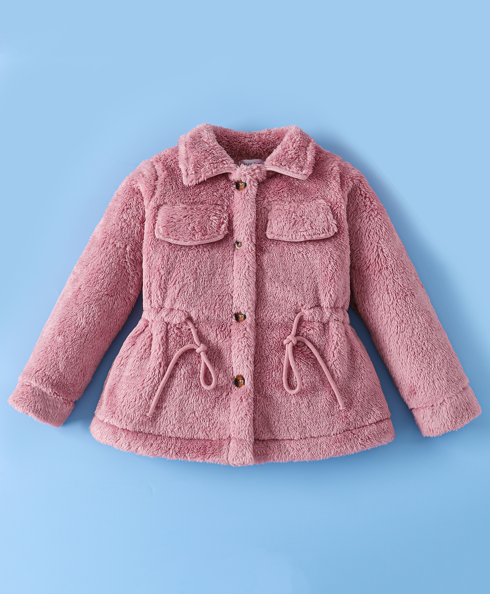 Mark & Mia Full Sleeves Solid Fur Winter Jacket - Pink-picture-10