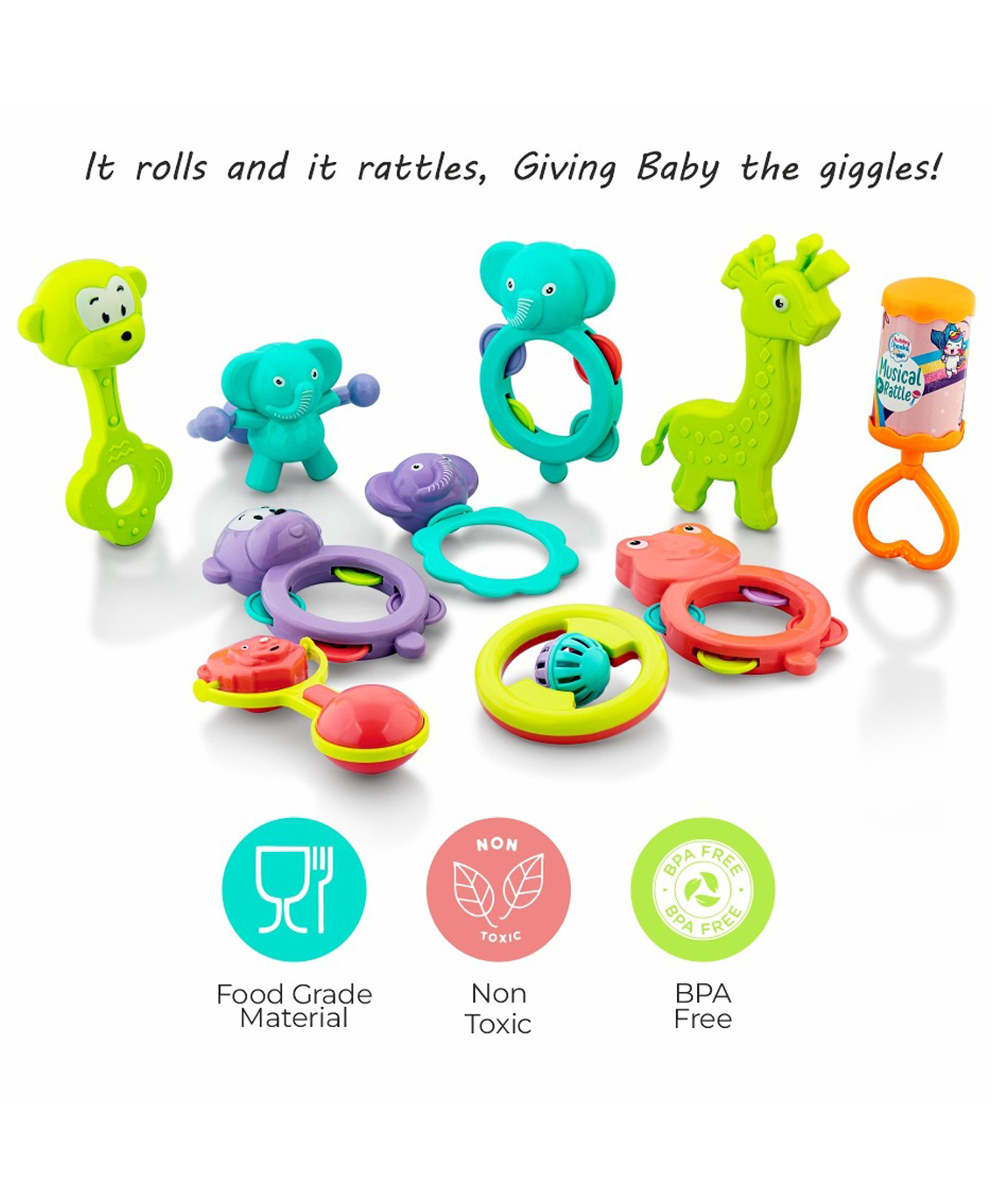 Sunny Chubby Cheeks Happiness 10 Piece Rattle Set - Multicolor-image-15