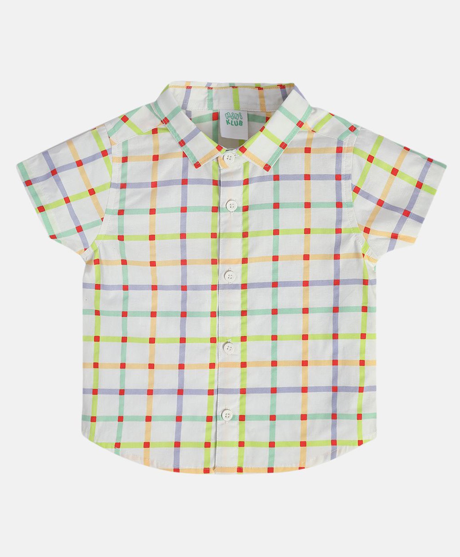 MINI KLUB Cotton Woven Half Sleeves Checked Shirt - White-picture-20