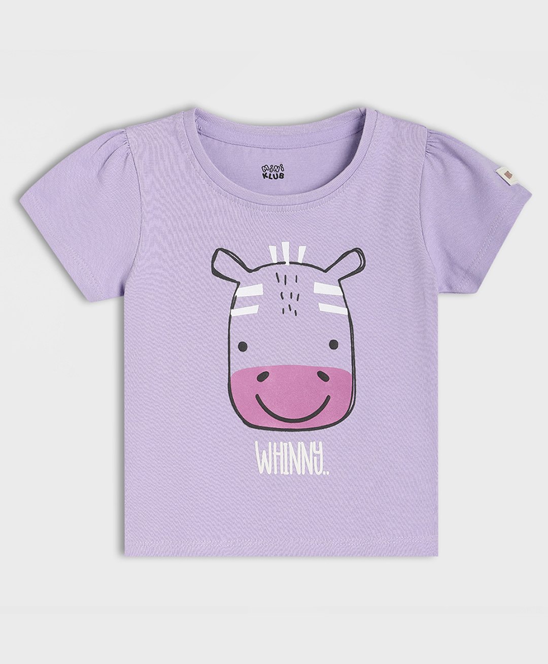 MINI KLUB Cotton Knit Half Sleeves Baby Zebra Printed Top - Purple-image-20
