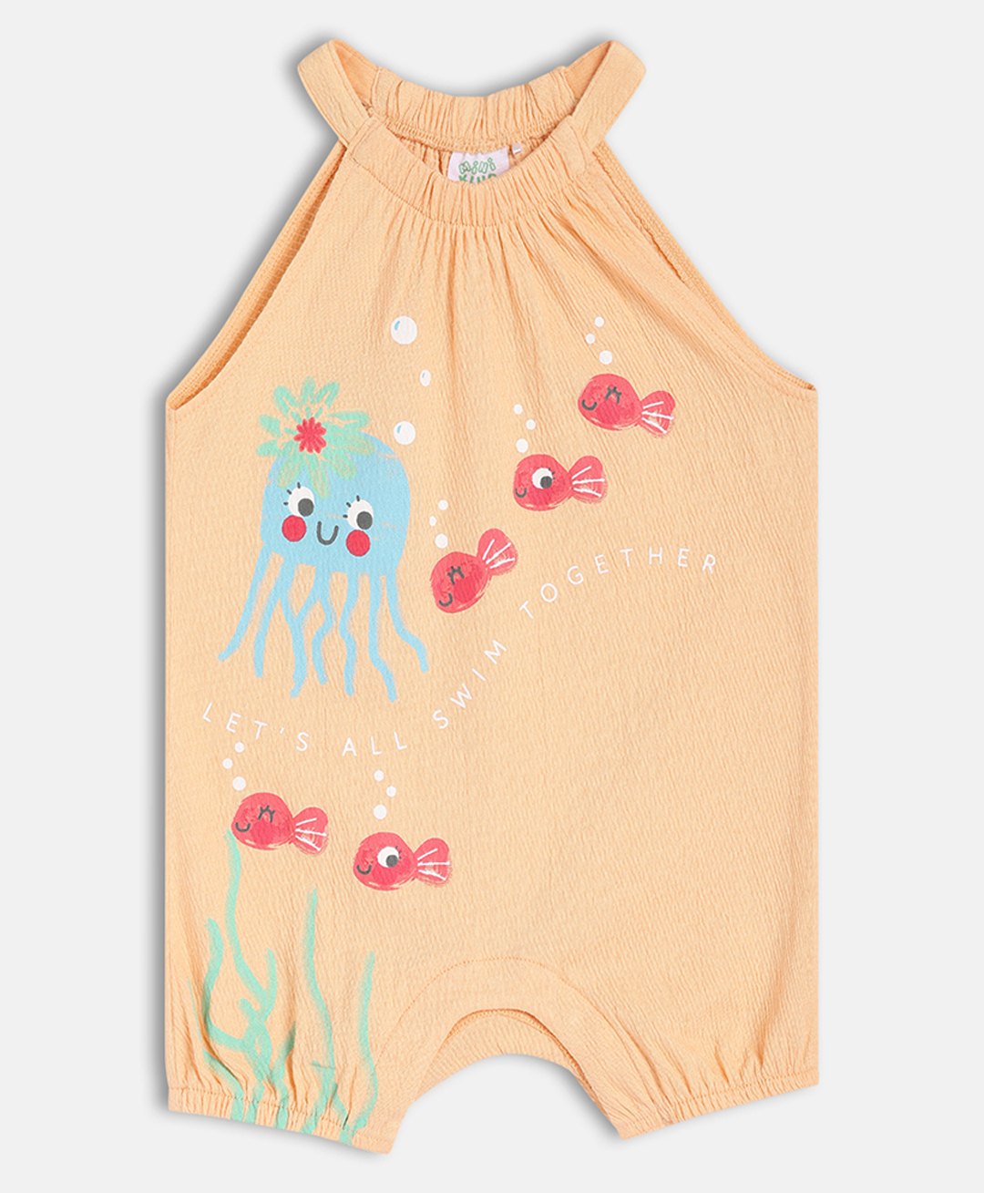 MINI KLUB Cotton Sleeveless Sea Life Printed Romper - Peach-picture-20