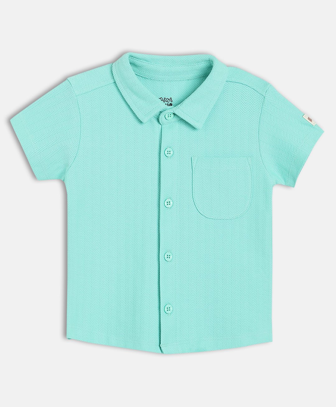 MINI KLUB Cotton Knit Half Sleeves Textured Shirt - Blue-picture-27