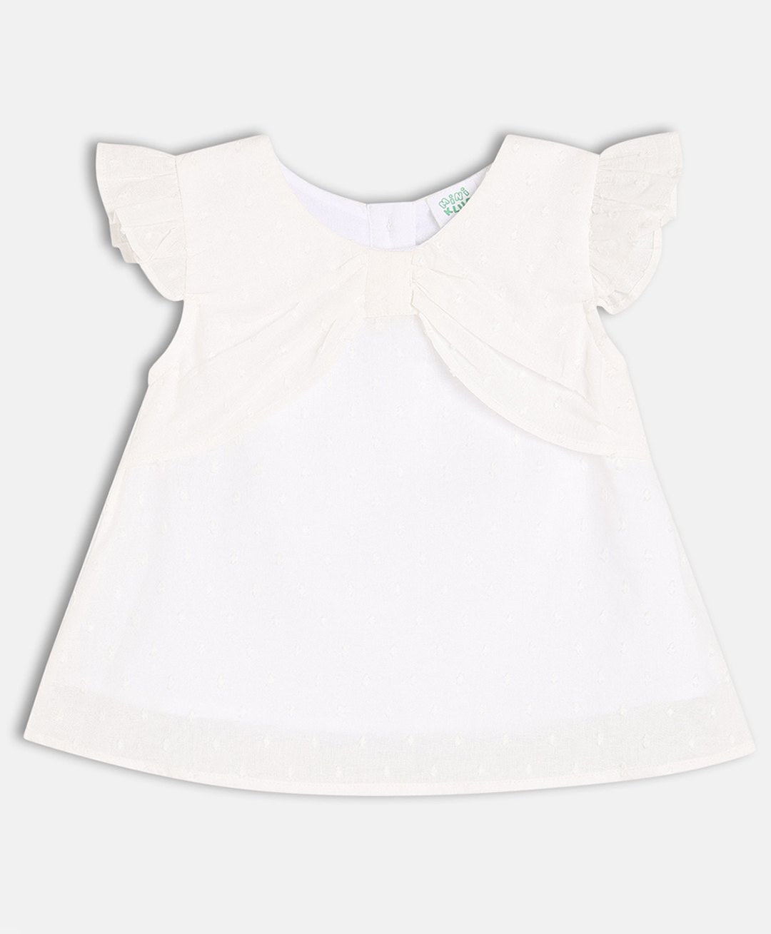 MINI KLUB Cotton Woven Frill Sleeves Swiss Dot Embroidered Top - White-picture-17