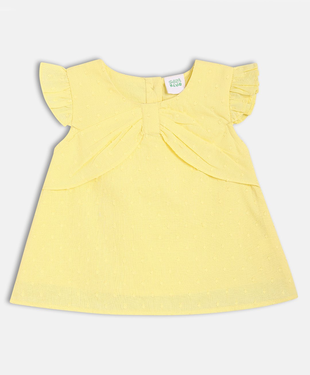 MINI KLUB Cotton Woven Frill Sleeves Swiss Dot Embroidered Top - Yellow-picture-42