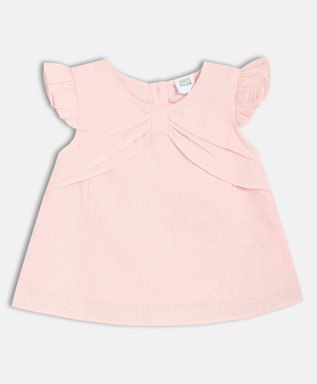 MINI KLUB Cotton Woven Frill Sleeves Swiss Dot Embroidered Top - Pink-picture-35