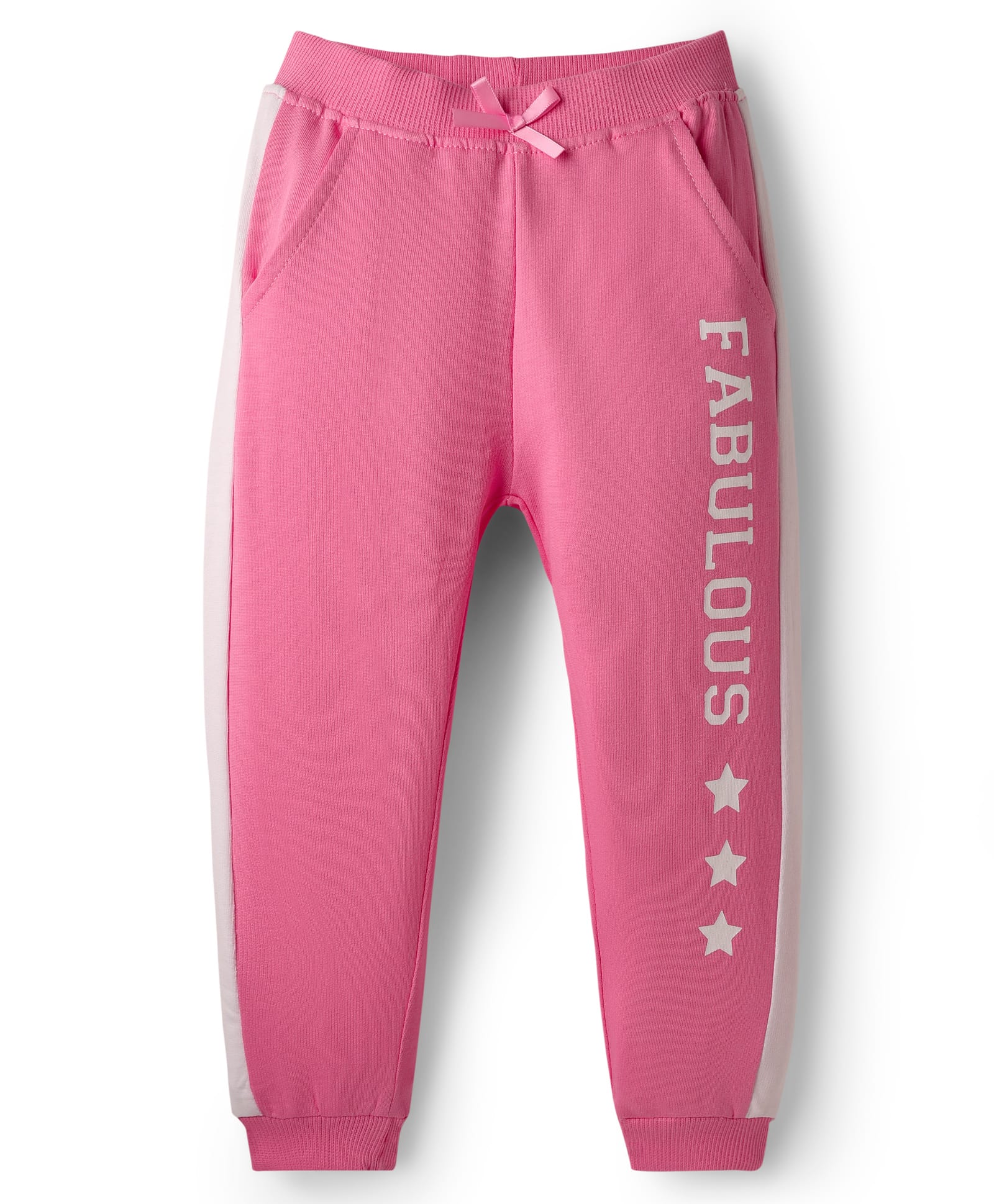 Babyhug Terry Knit Full Length Cut & Sew Lounge Pant with Text Print - Dark Pink-picture-14