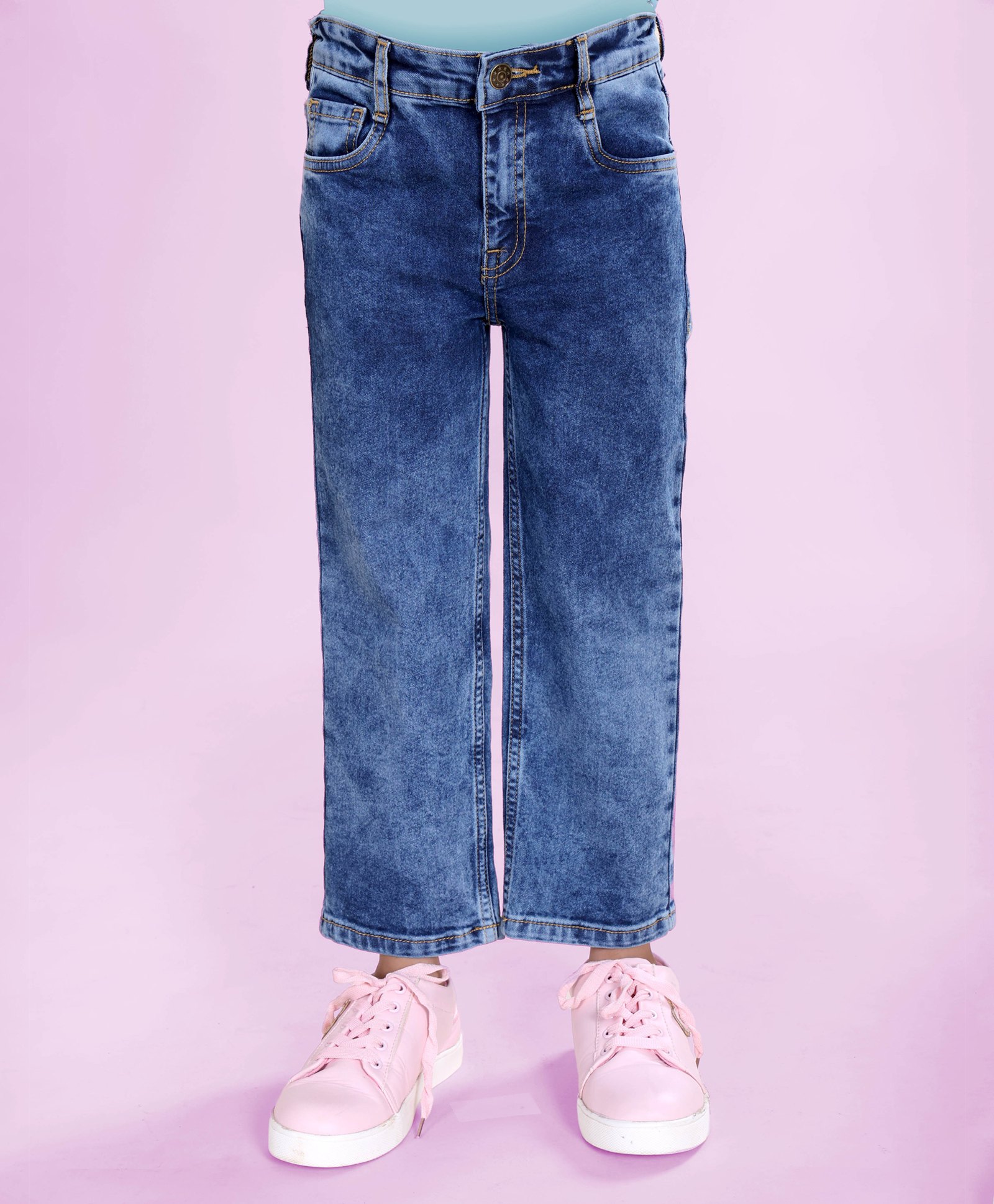 Kiddopanti Denim Woven Mild Washed Jeans - Medium Blue-picture-26
