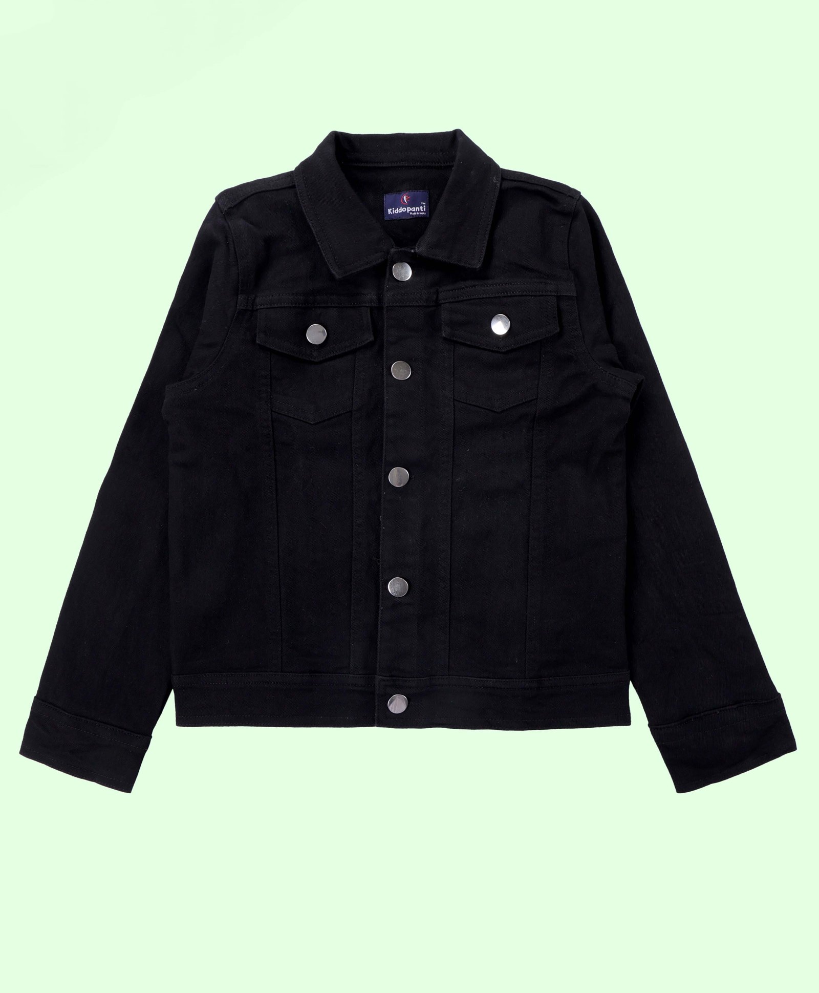 Kiddopanti Denim Woven Solid Jacket - Black-picture-27
