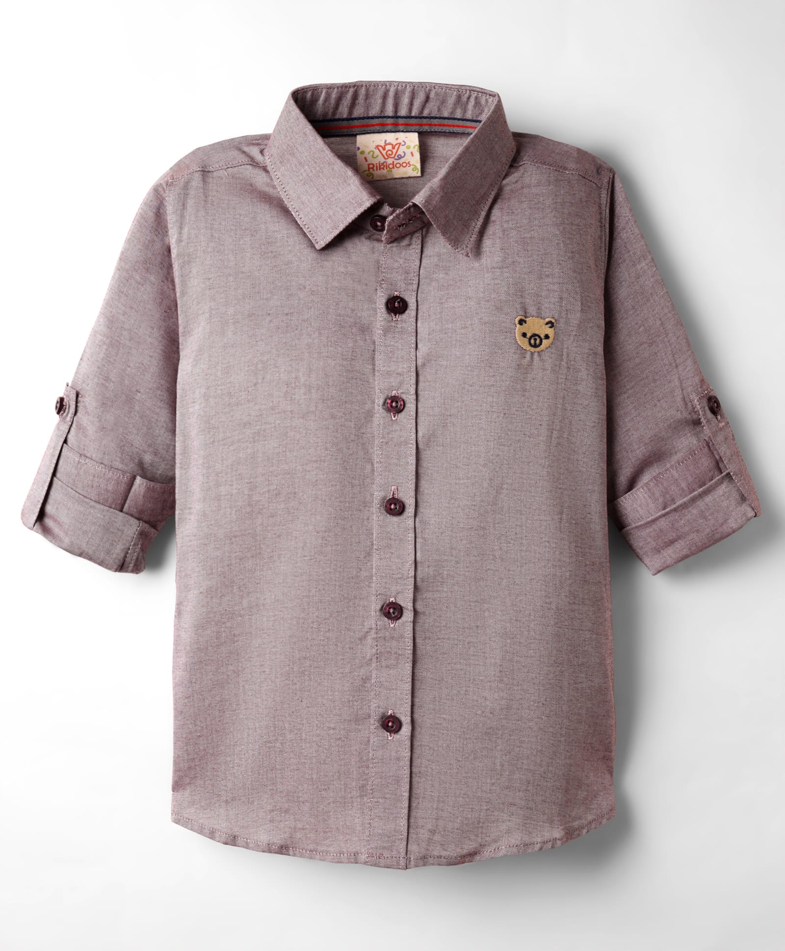 Rikidoos Cotton Woven Full Sleeves Solid Shirt - Brown-picture-37