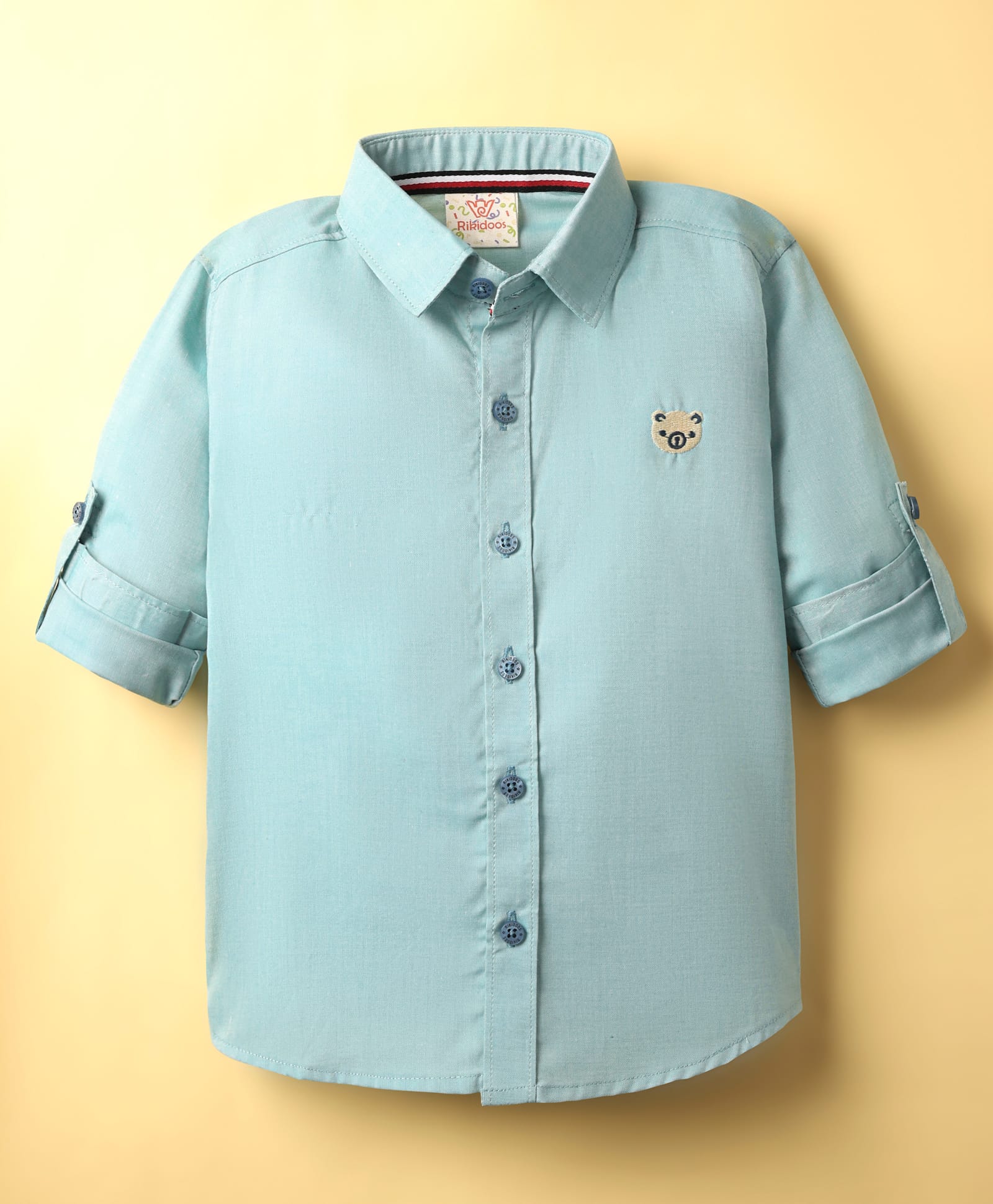 Rikidoos Cotton Woven Full Sleeves Solid Shirt - Sea Green-picture-38