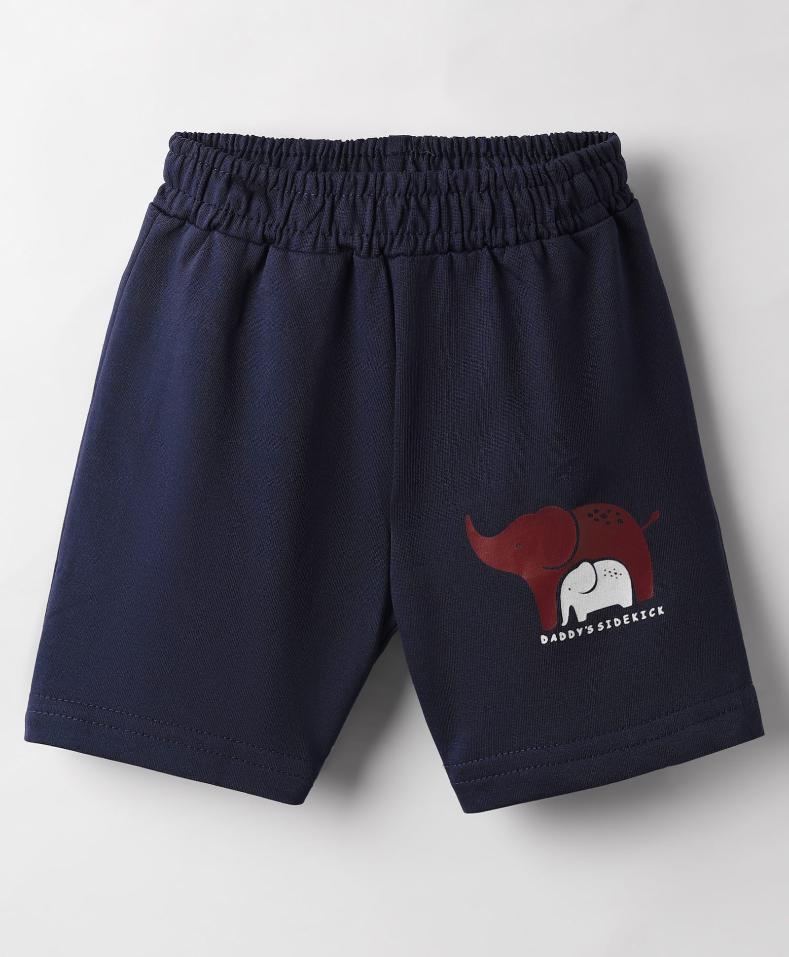 Tango Looper Knit Above Knee Length Shorts with Elephant Print - Navy Blue-picture-23