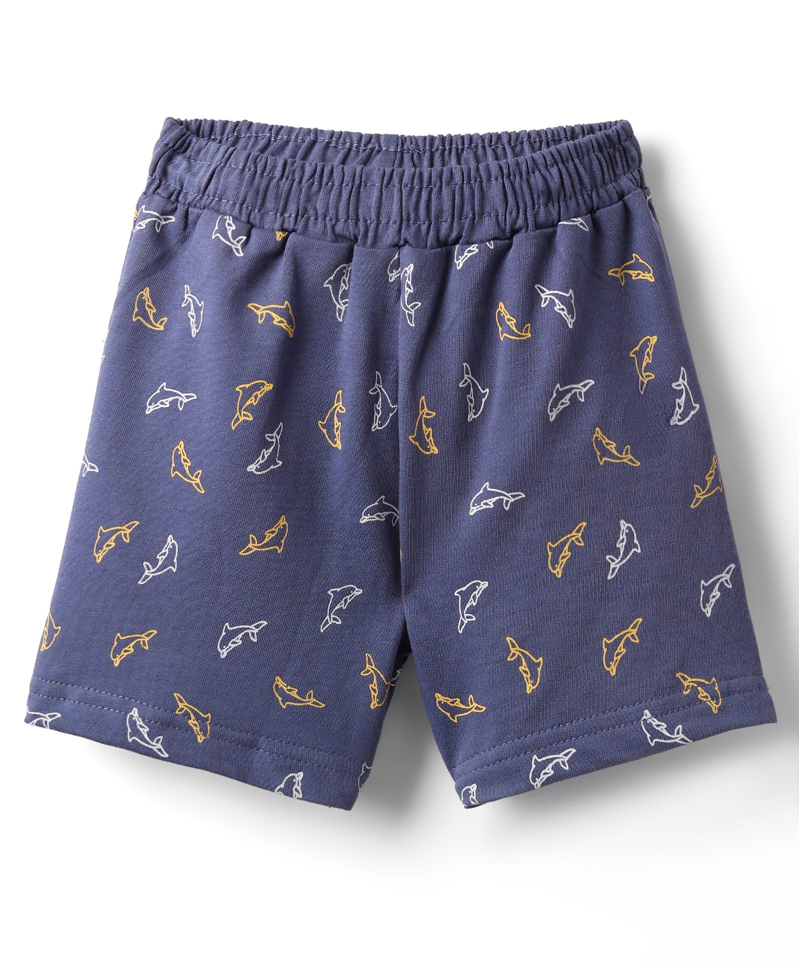 Tango Looper Knit Above Knee Length Short with Dolphin Print - Deep Ink Blue-image-31