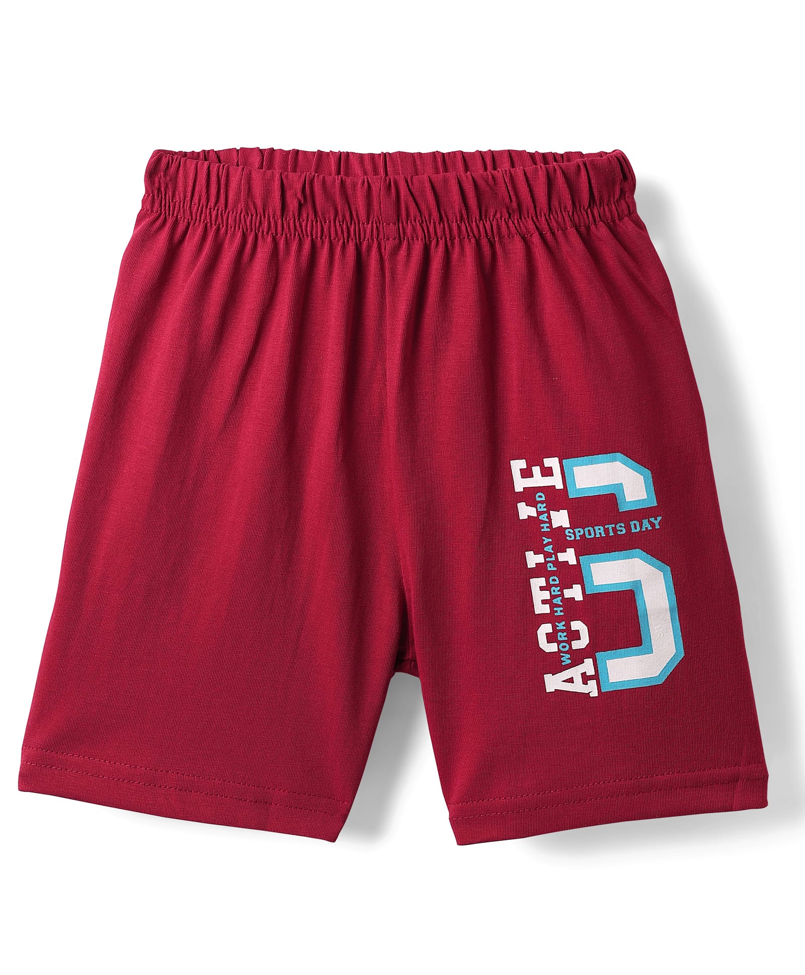 Tango Single Jersey Knit Above Knee Length Shorts with Text Print - Red-picture-22