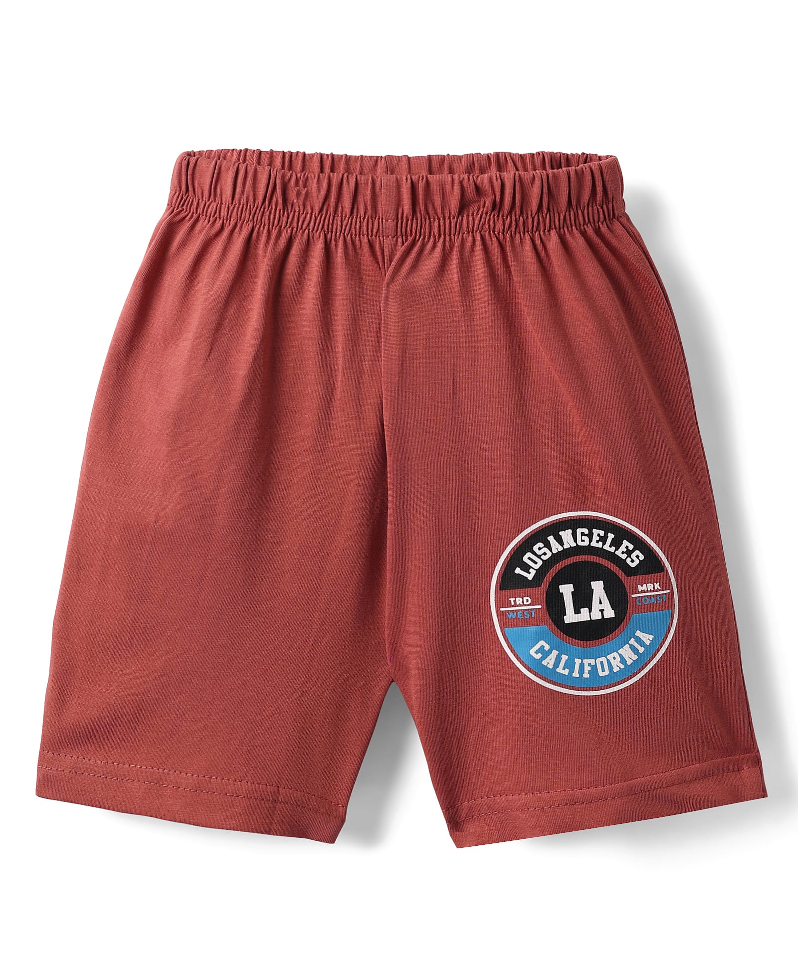 Tango Single Jersey Knit Above Knee Length Short with Los Angeles Print - Hot Sauce Red-picture-16