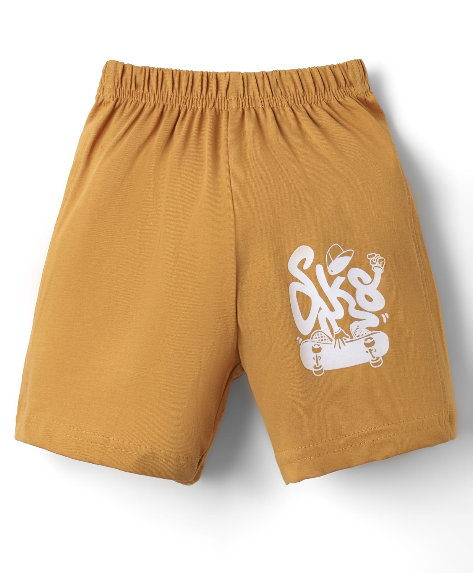 Tango Single Jersey Knit Above Knee Length Shorts with Skateboard Print - Amber Gold-picture-10