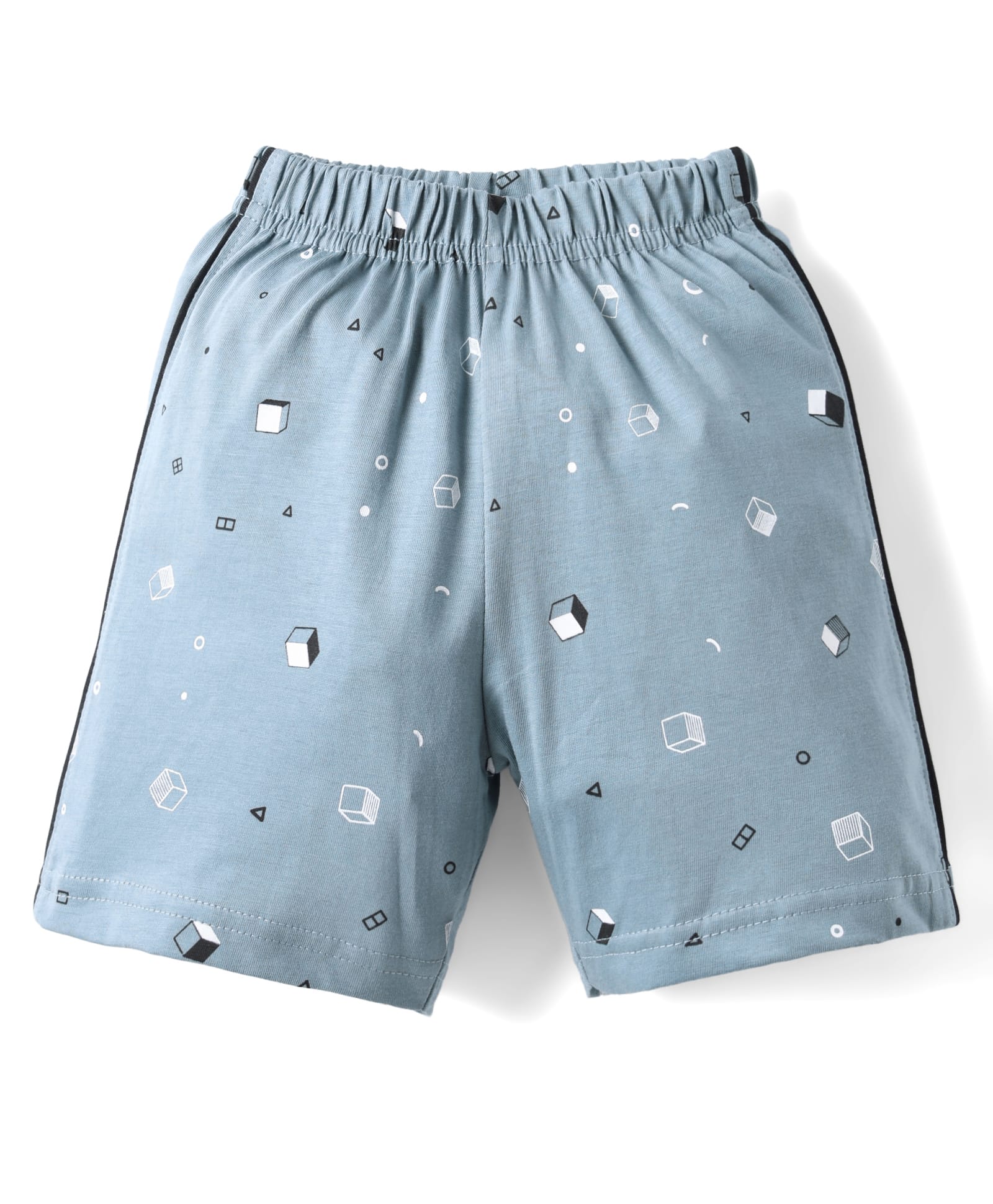 Taeko Single Jersey Knit Above Knee Length Shorts with Geometric Print - Light Blue-picture-28