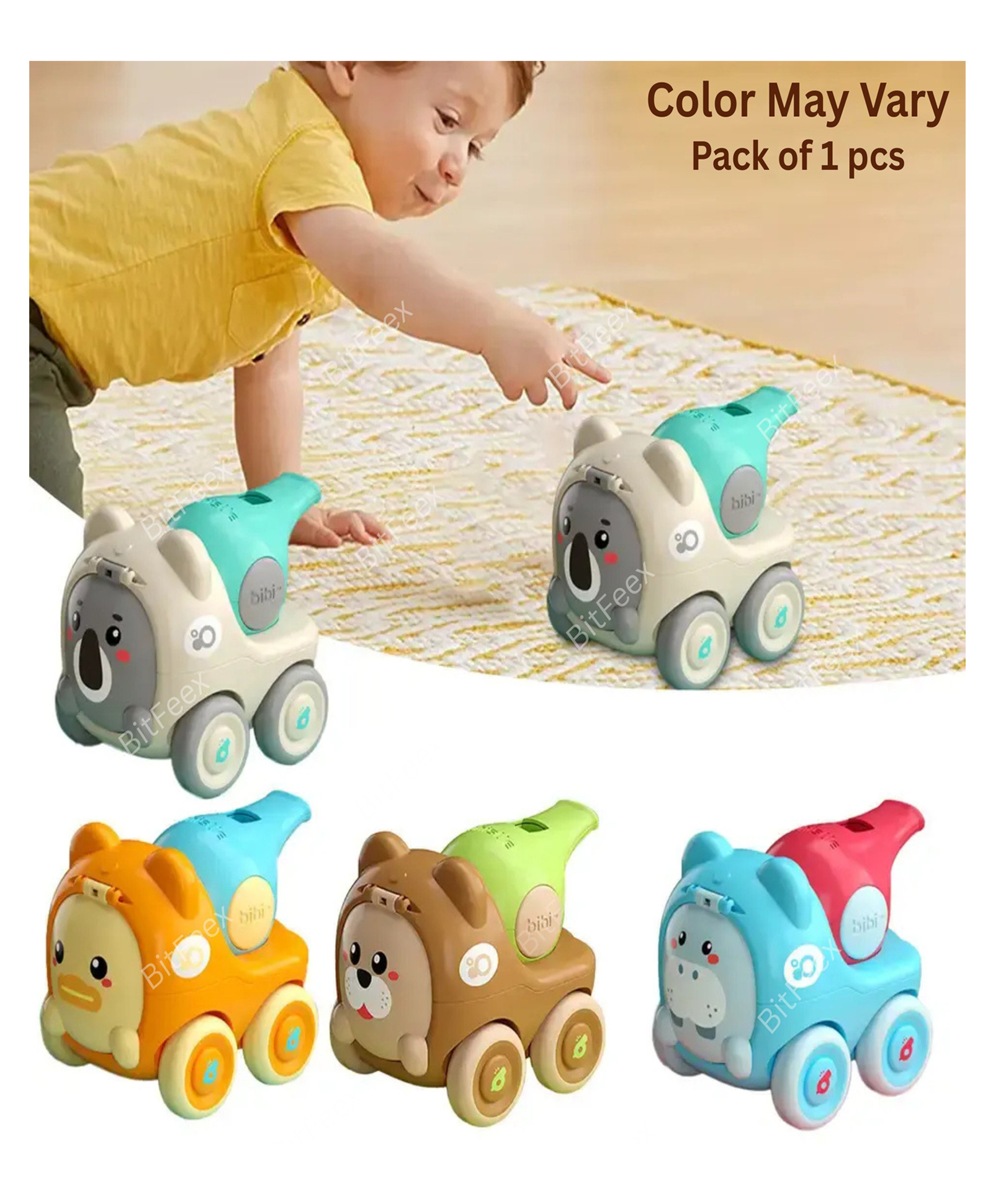 BitFeex Whistle Toy for Baby Animal Themed Plastic Cars with Whistle Function Toys for Children Toddler Mini Car (Color May vary, Pack of 1 pcs)-image-43